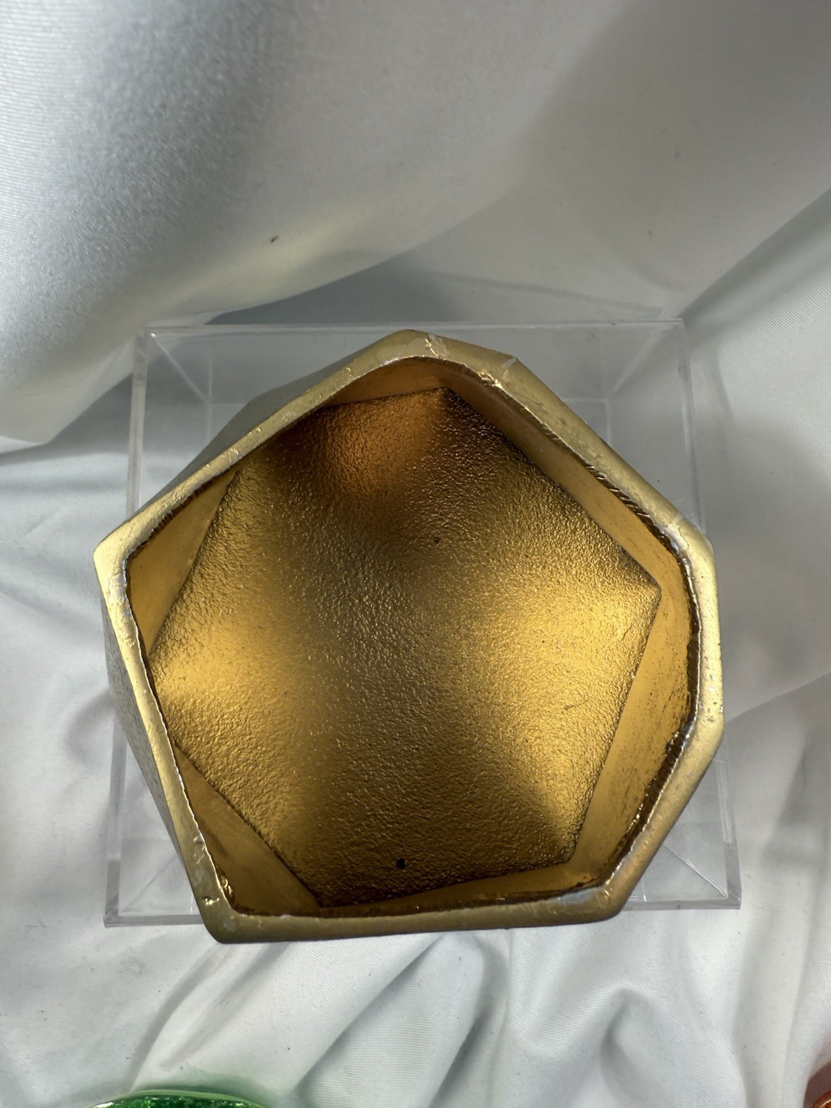 Geometric Lidded Box Gold Tone