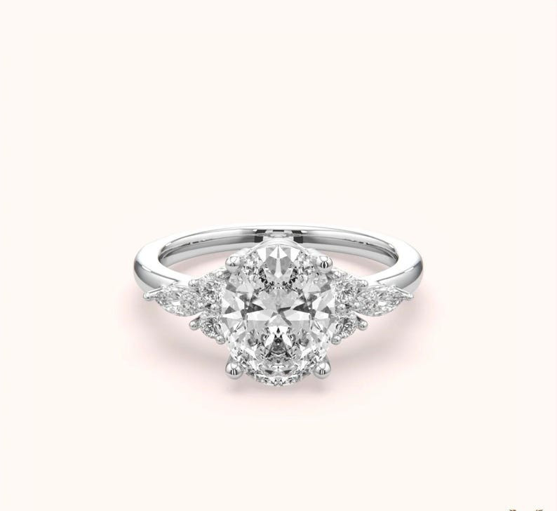 1.25CT Oval Cut Moissanite Halo Cluster 14K Gold Vintage Engagement Ring For Her
