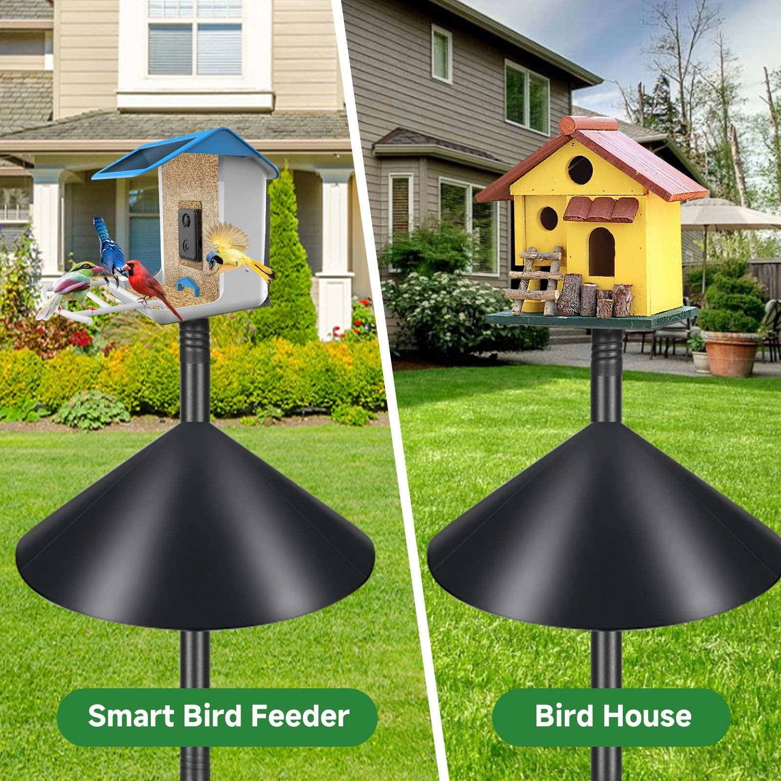 Proerr Smart Bird Feeder Pole Stand 79In,Adjustable Height 79 INCH, Black