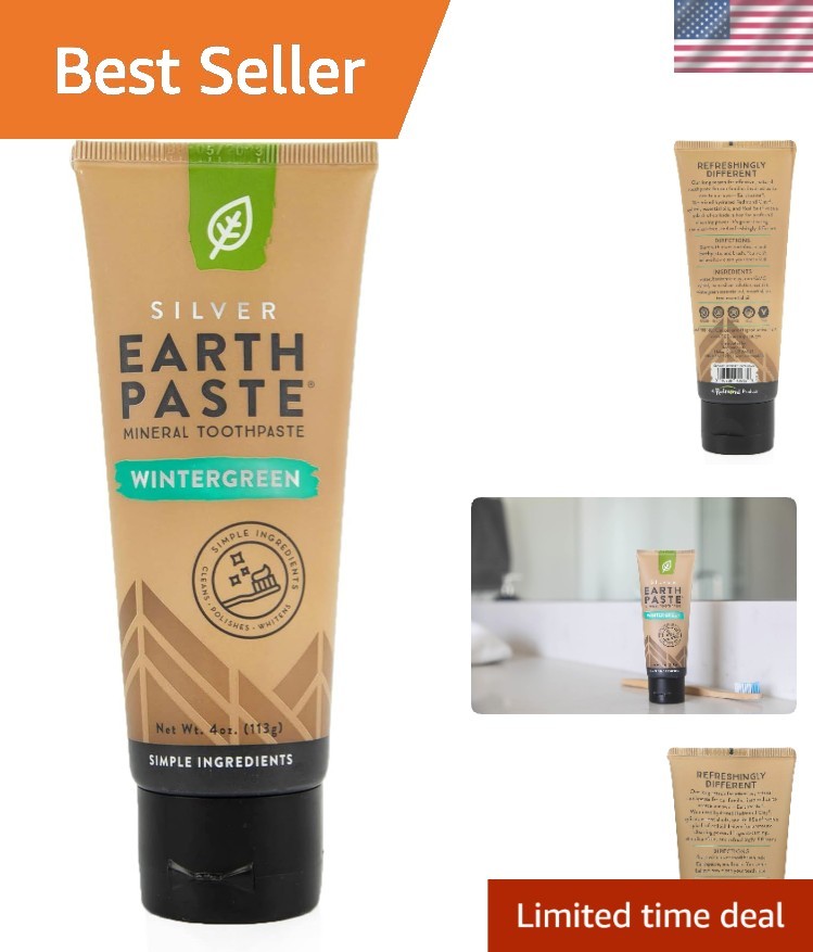 Refreshing Wintergreen Earthpaste with Silver - Chemical-Free 4 oz Toothpaste