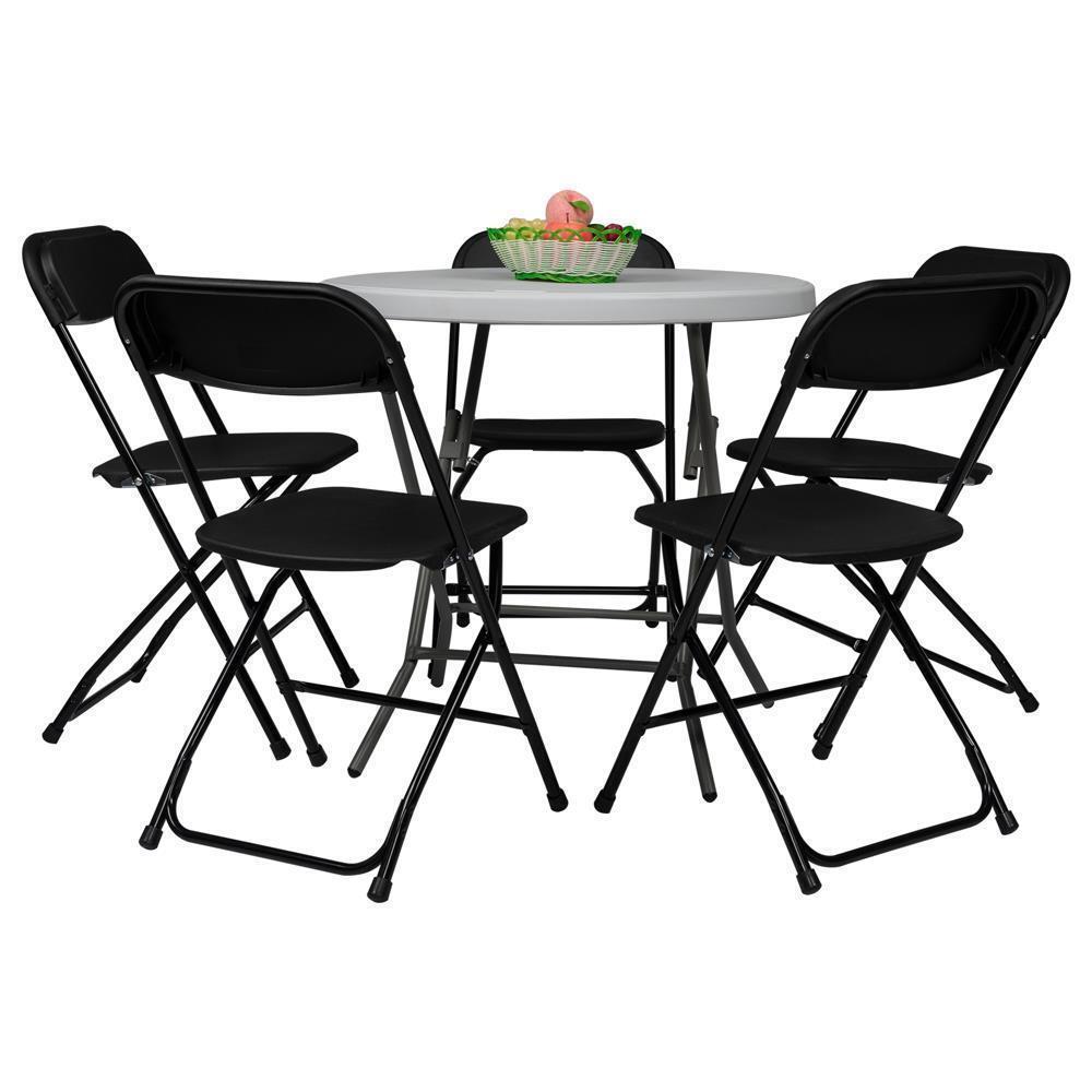 12PCS Folding Plastic Chair Wedding Party Outdoor Indoor 360LBS Capacity Black
