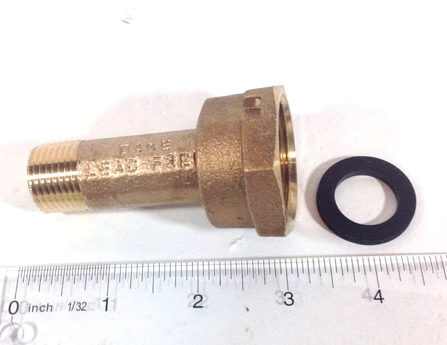 3/4 Water Meter REDUCING Coupling, NL Brass 3/4" Swivel x 1/2" NPT x 2-1/2" long