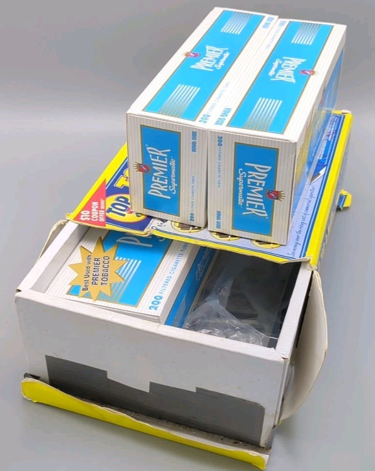 Lot Top-O-Matic Cigarette Machine Parts, Manual, Box, Mat, 600 Tubes; No Machine