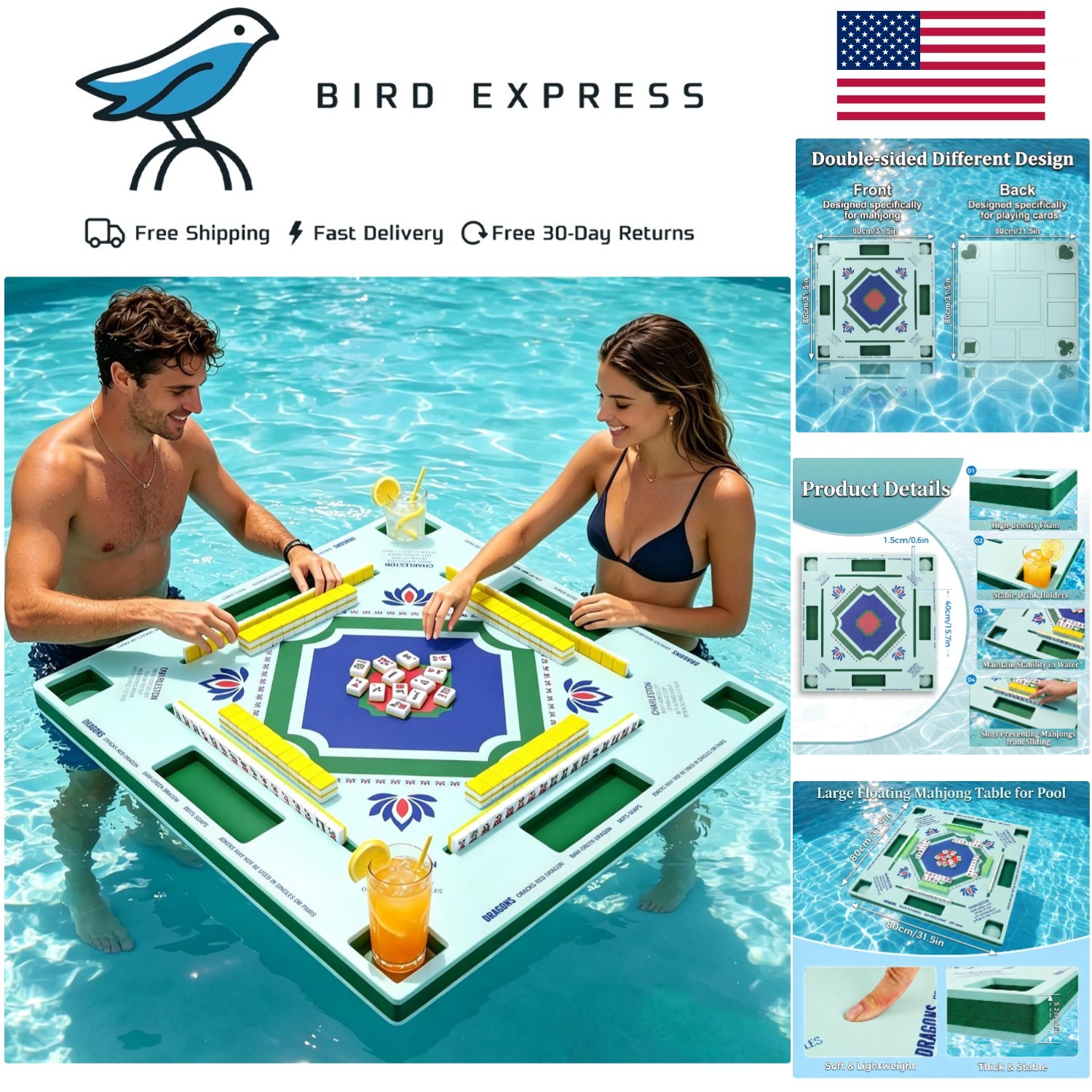 Large Floating Mahjong Table for Pool Water Game Table for Kids and Adults