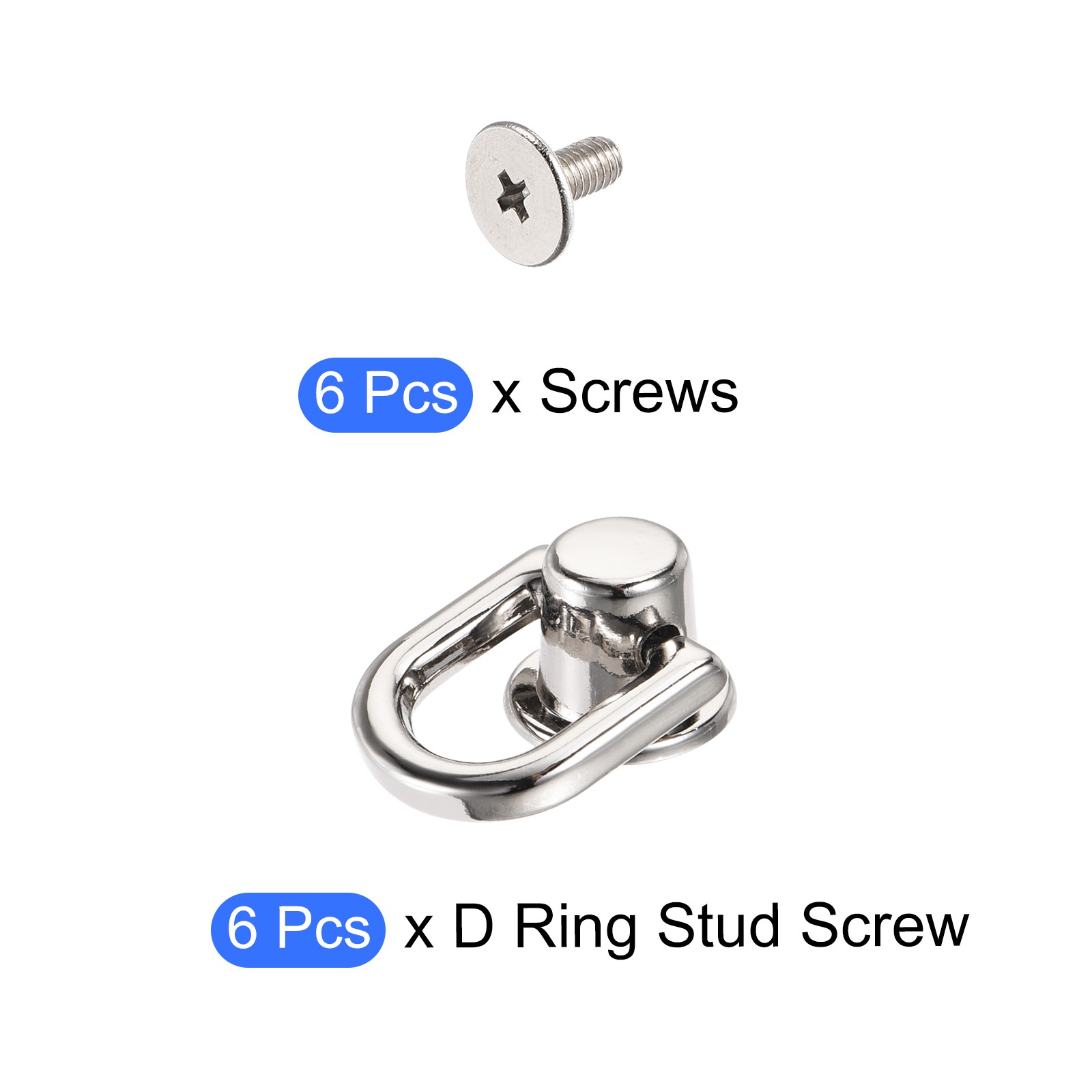 D Ring Stud Screw Ball Post Head(12mm/0.47")6Pcs, Silver Tone