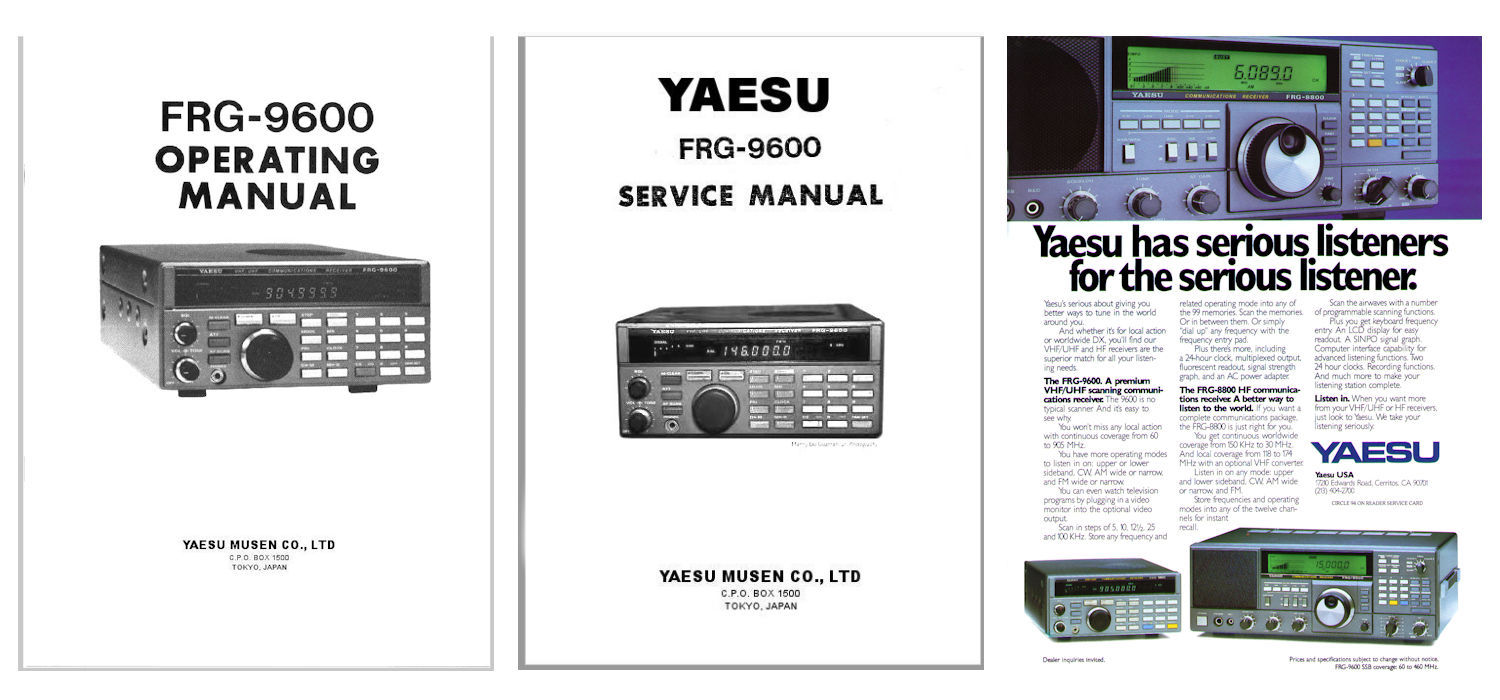 YAESU FRG-9600 OPERATING MANUAL + SERVICE MANUAL + COLOR ADVERTISEMENT