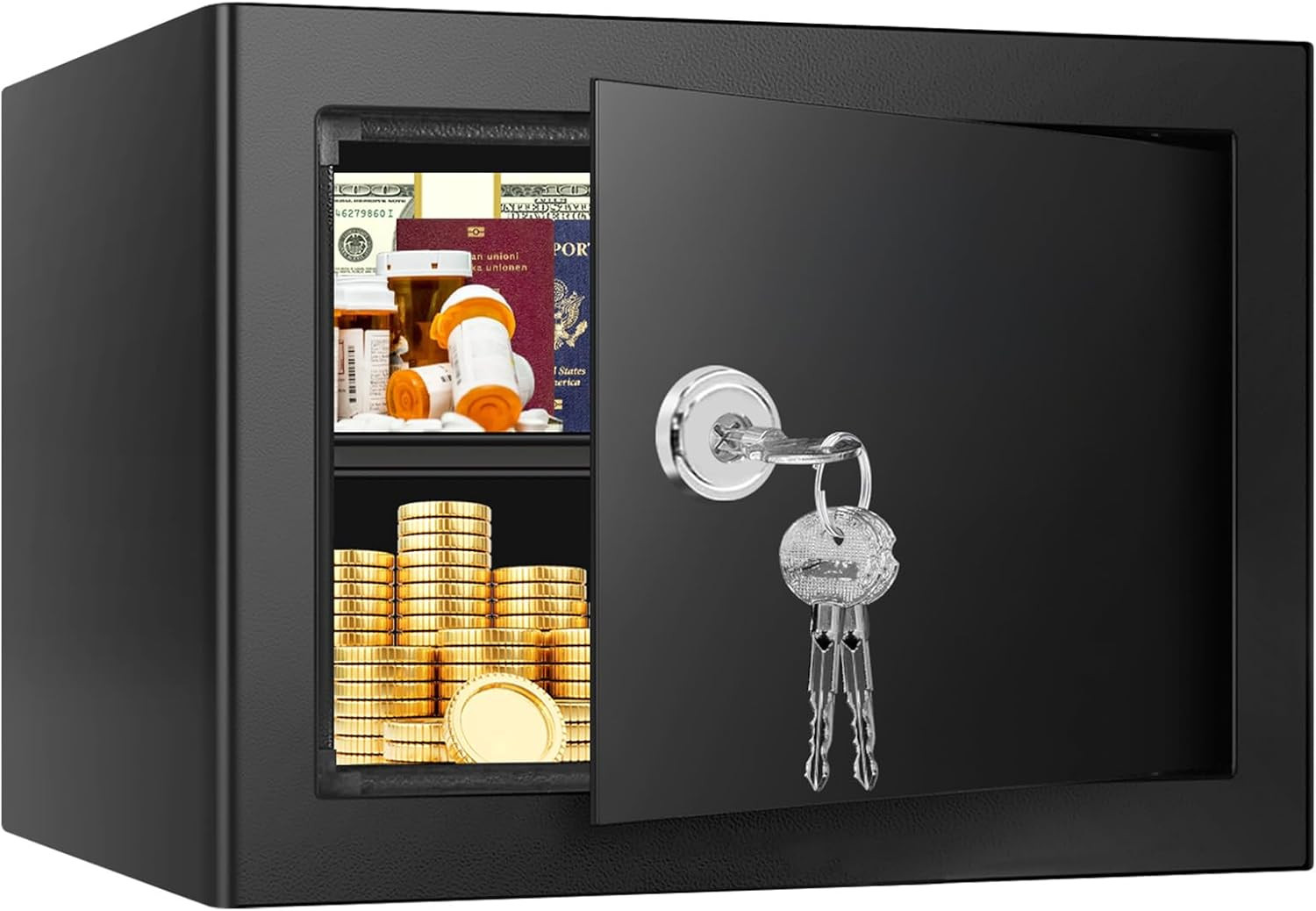 1.3 Cubic Feet Fireproof Safe Box with Key Lock, Hidden Steel Security Box with