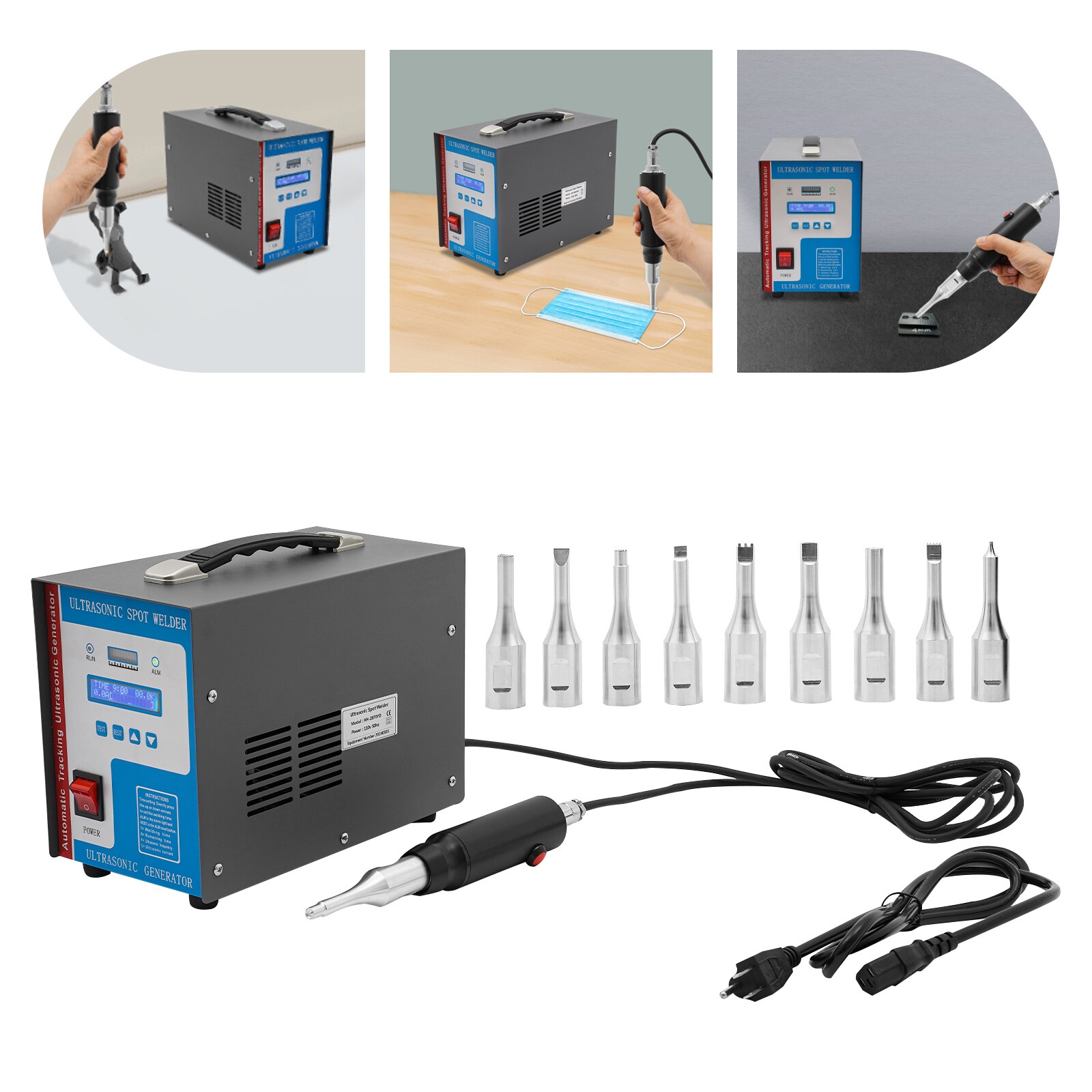 10in1 Handheld Ultrasonic Spot Welder Ultrasonic Plastic Welding Machine 10Heads