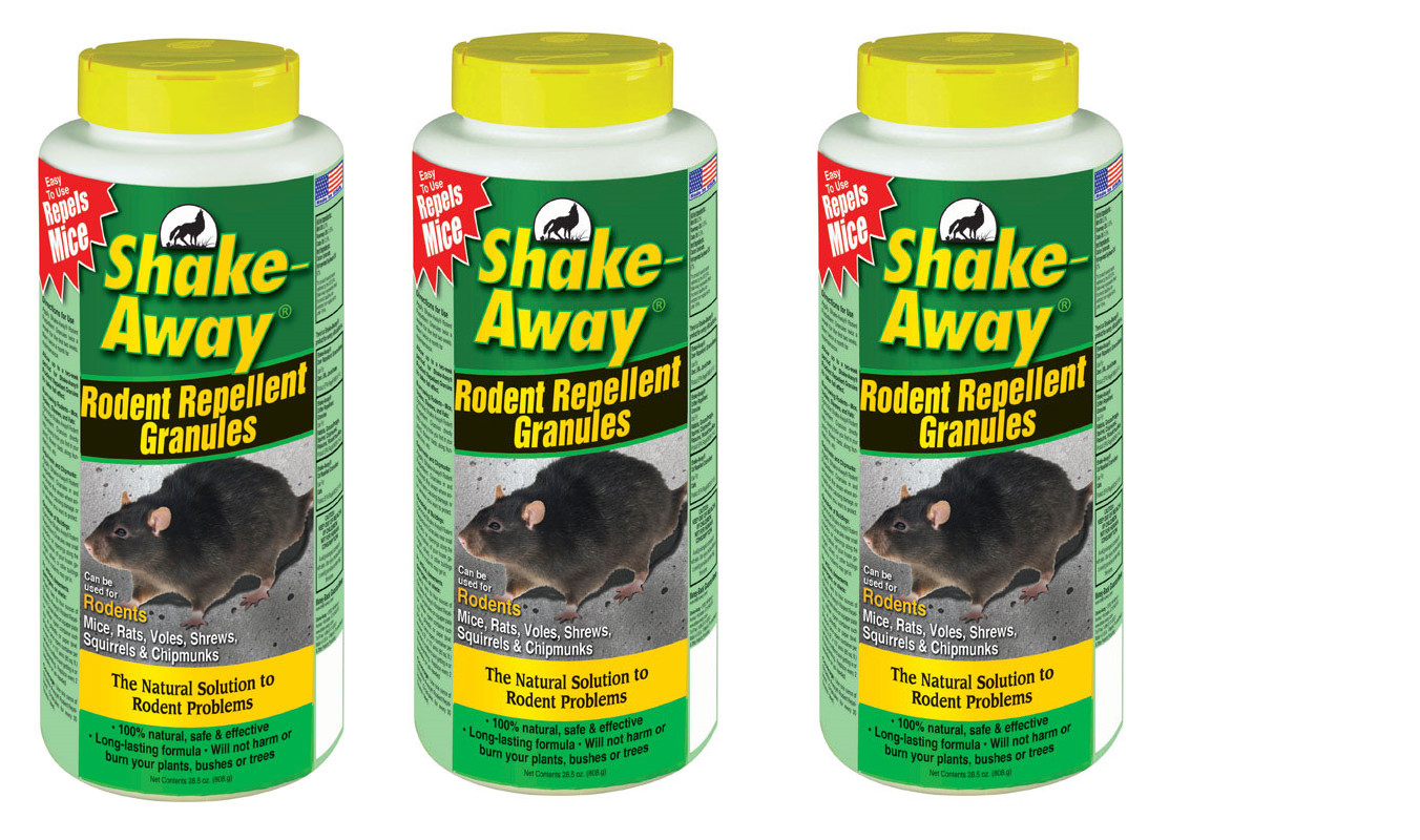 3 bottles Shake-Away 2853338 28.5 oz Bottle Rodent Repellent Granules