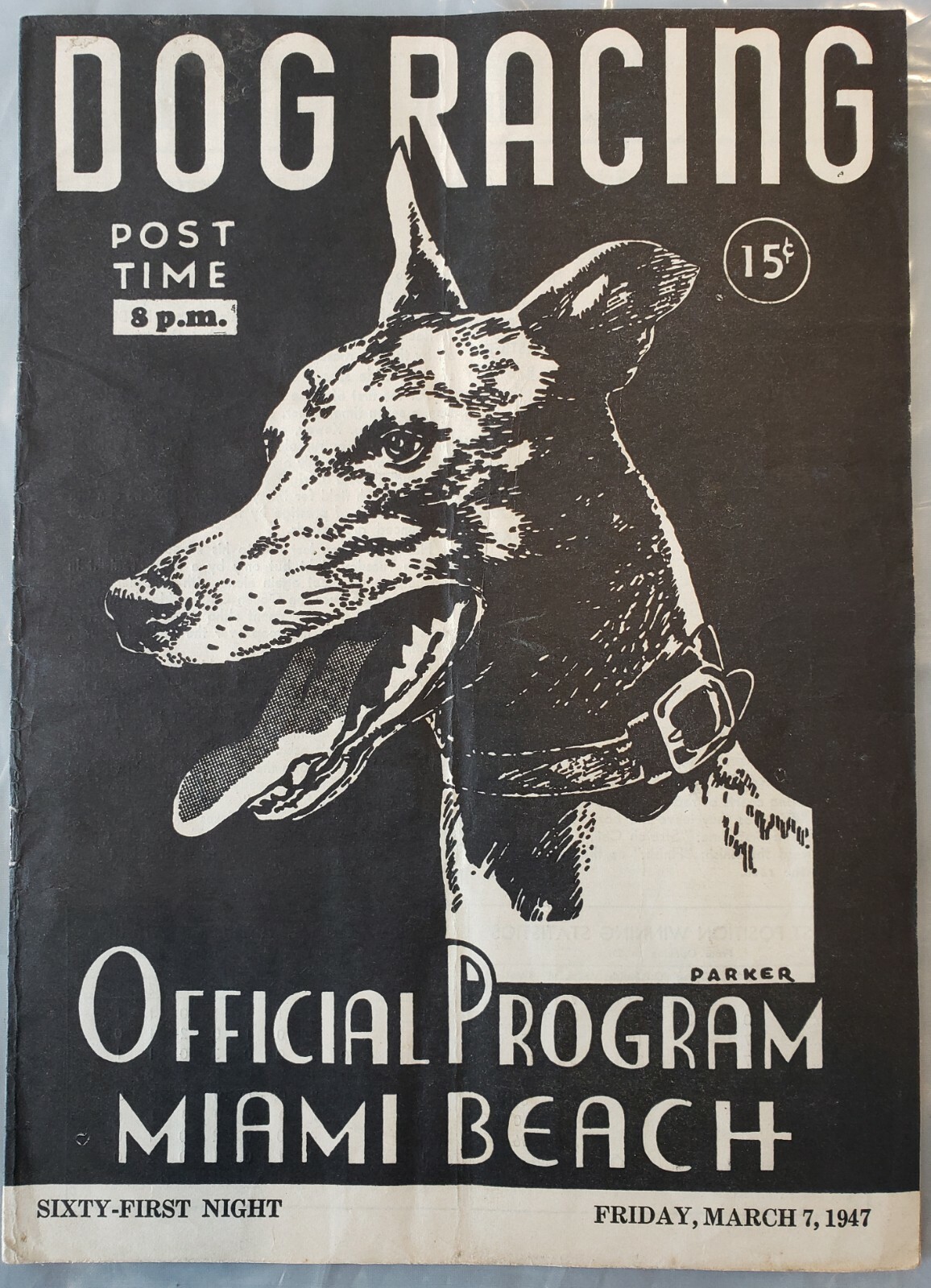 Vintage Miami Beach Dog Racing Program from March 7, 1947