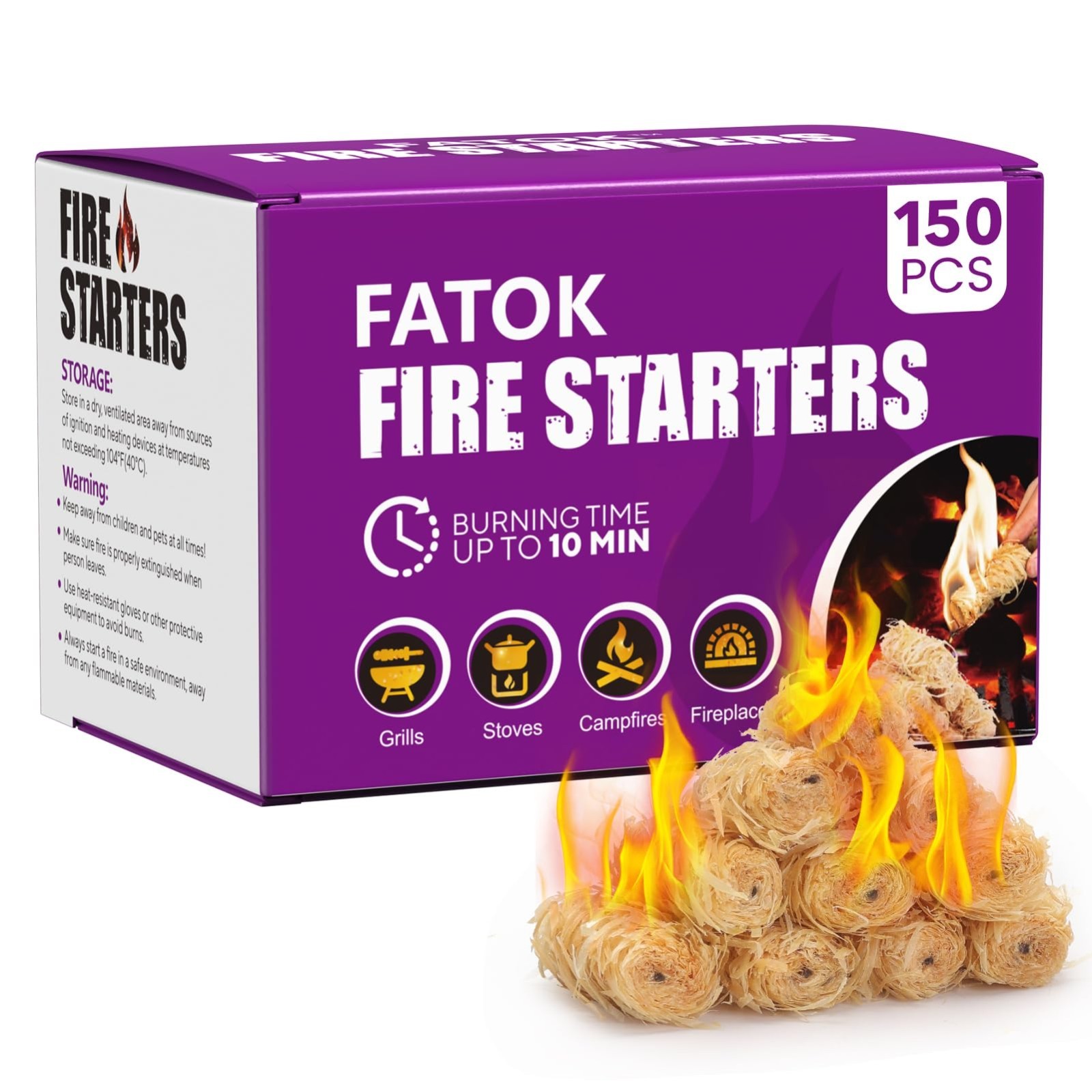 150pcs Natural Tumbleweed Fire Starters for Campfires, BBQ, Fireplace & Grill