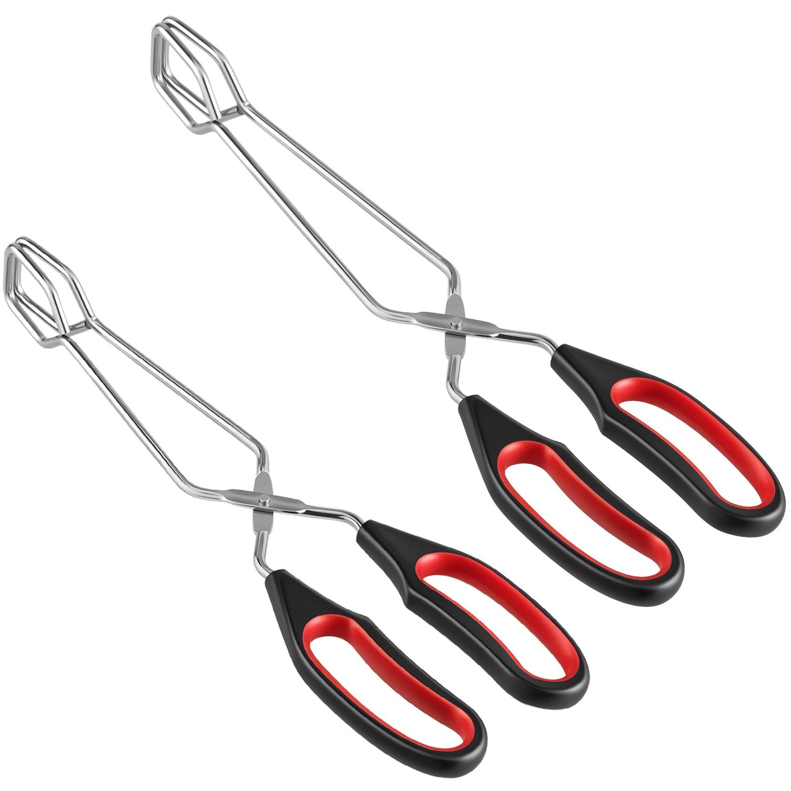 2-Pcs Stainless Steel Scissor Tongs, 9.25-Inch and 11-Inch set Kitchen cookin...