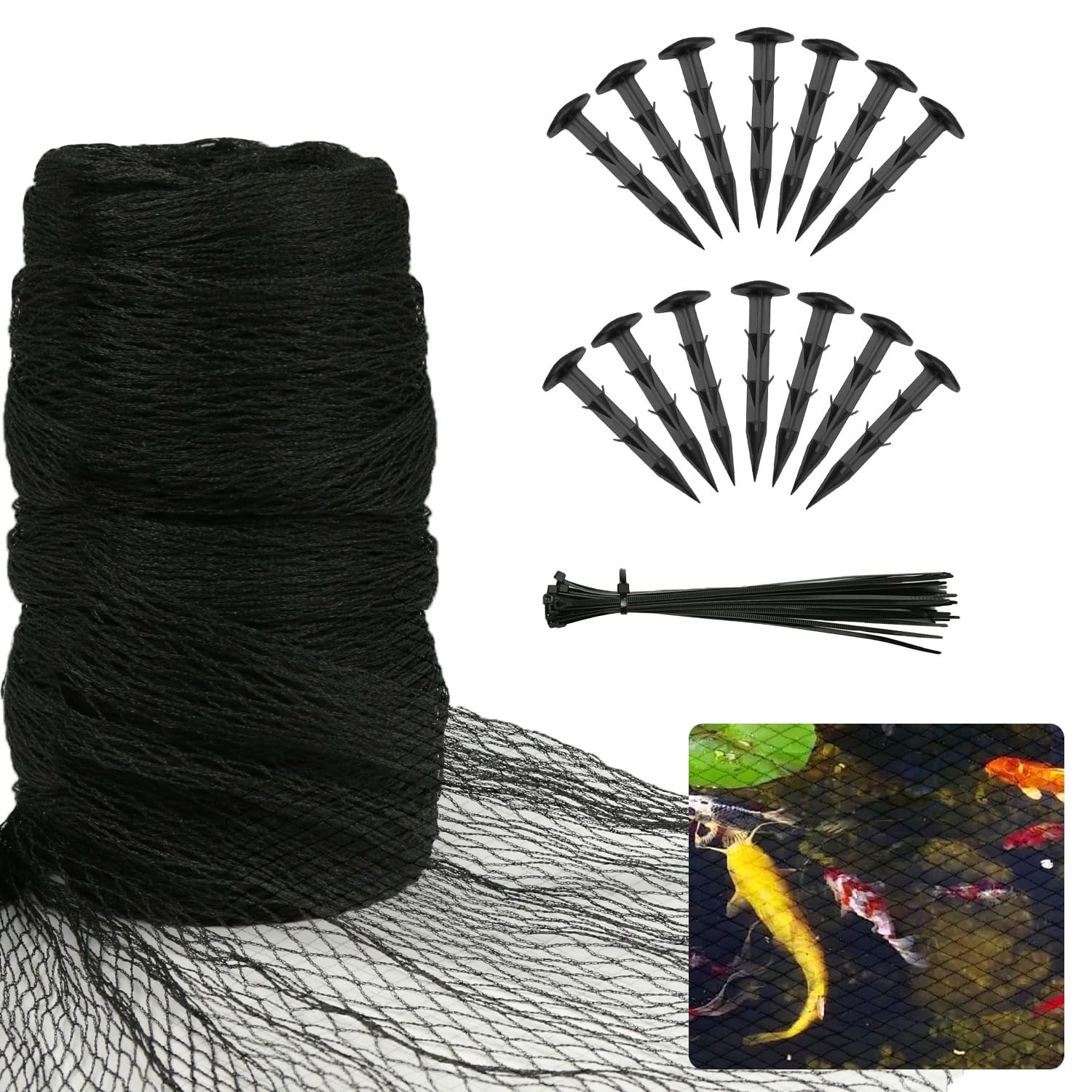 Pond Netting Shield for Leaves,Protects Koi Fish from Birds Cats Predators,Du...