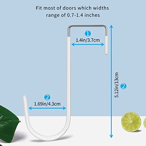 Over The Door Hooks Hangers Hooks with Rubber Prevent Short A White 4 Pack