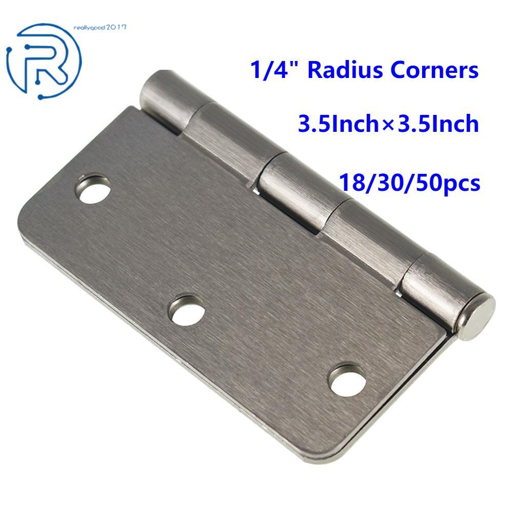 Satin Nickel Door Hinges 3.5 Inch with 1/4" Radius Corners 18-50pcs
