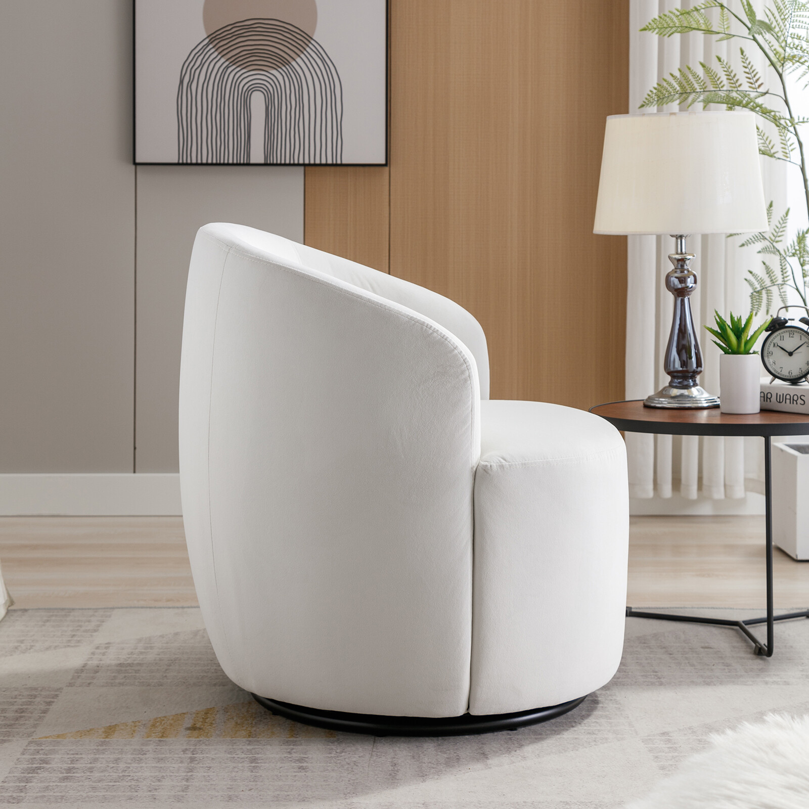 Swivel Barrel Chair Comfy Round Accent Sofa Chair Velvet Fabric for Living Room