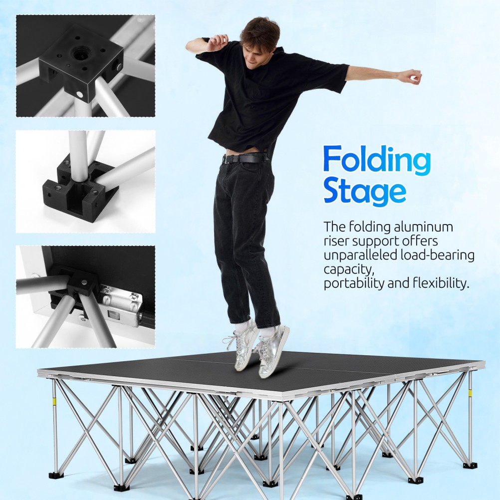 Lightweight 4x4 Folding Portable Stage Platform Modular Unit 16.5” High Riser