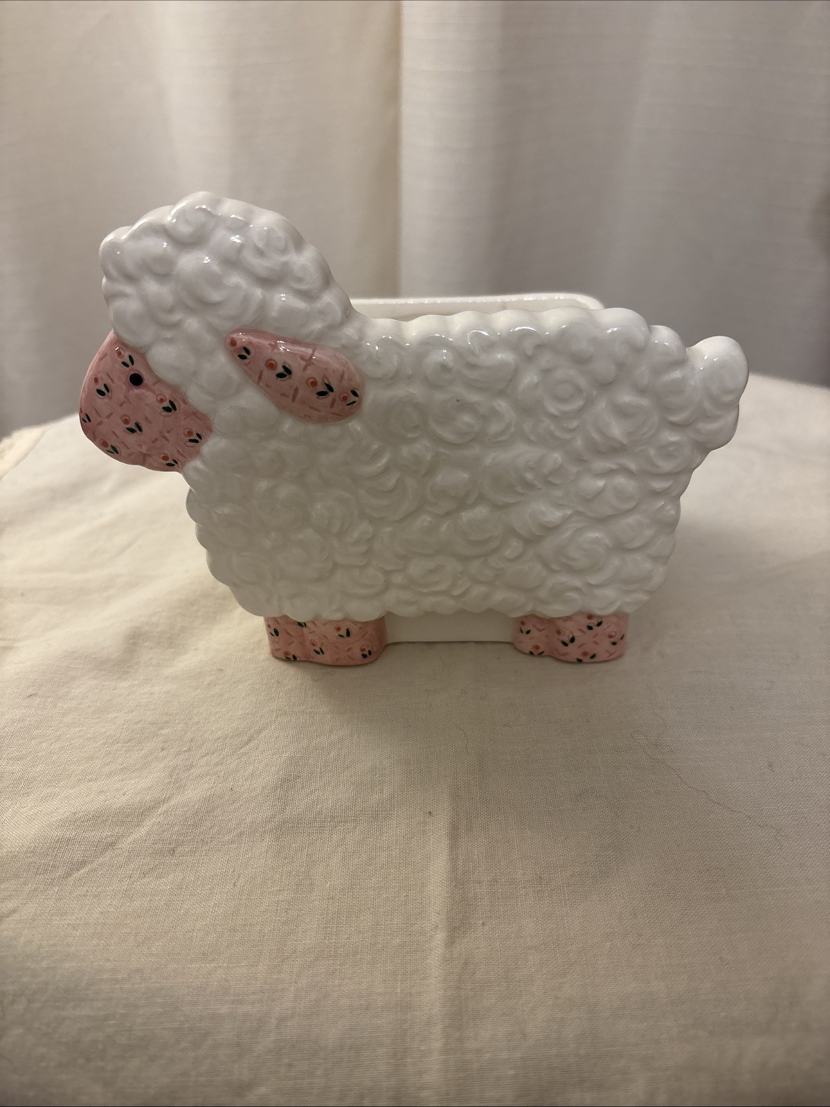 RARE! Napco Sheep Baby Planter/Holder With Music “go to sleep” Lullaby!