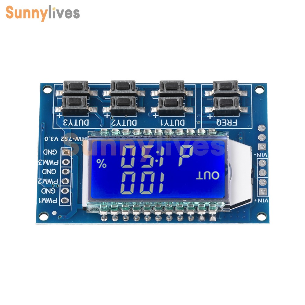 3-Channel Signal Generator PWM Pulse Wave Frequency Duty Cycle Adjustable Module
