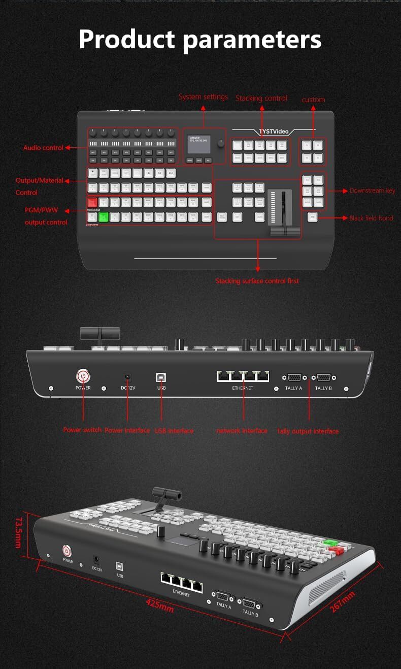 TYST TY-K1700HD Video Switcher Control Panel for BMD ATEM 1 M/E vMix Software