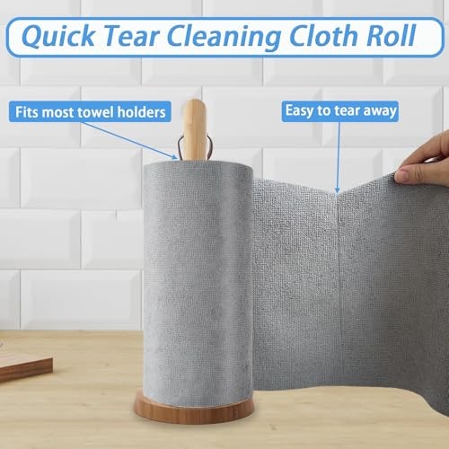 75 Pack Microfiber Cleaning Cloth Roll,Reusable Tear Away Microfiber Grey
