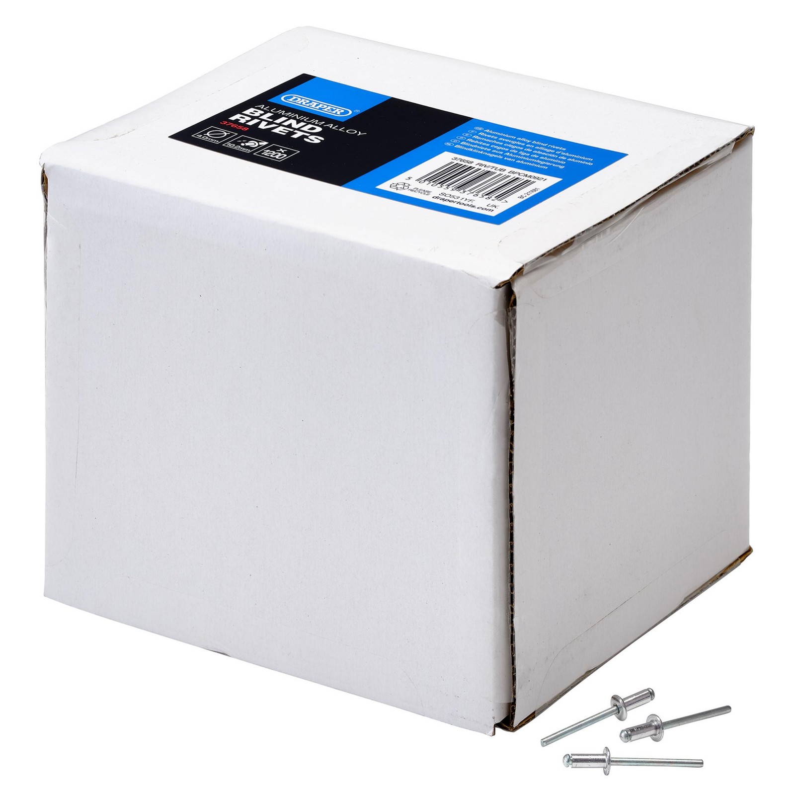 Draper Blind Rivets 4.0 x 10.2mm Tub of 1200 Aluminium With Steel Mandrel 37658