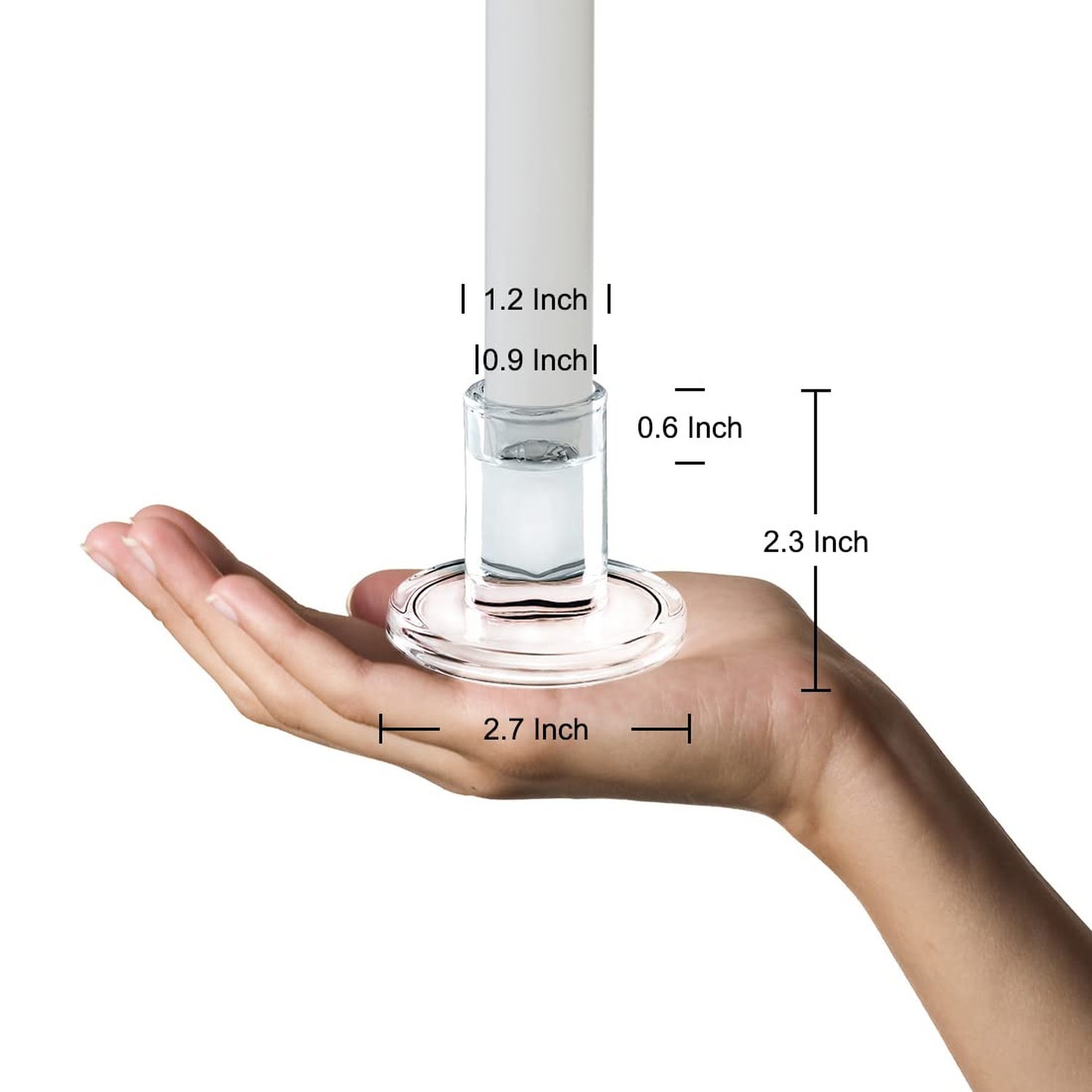 4pcs Taper Candle Holders, Glass Crystal Candlestick Holders Bulk, Clear Cand...