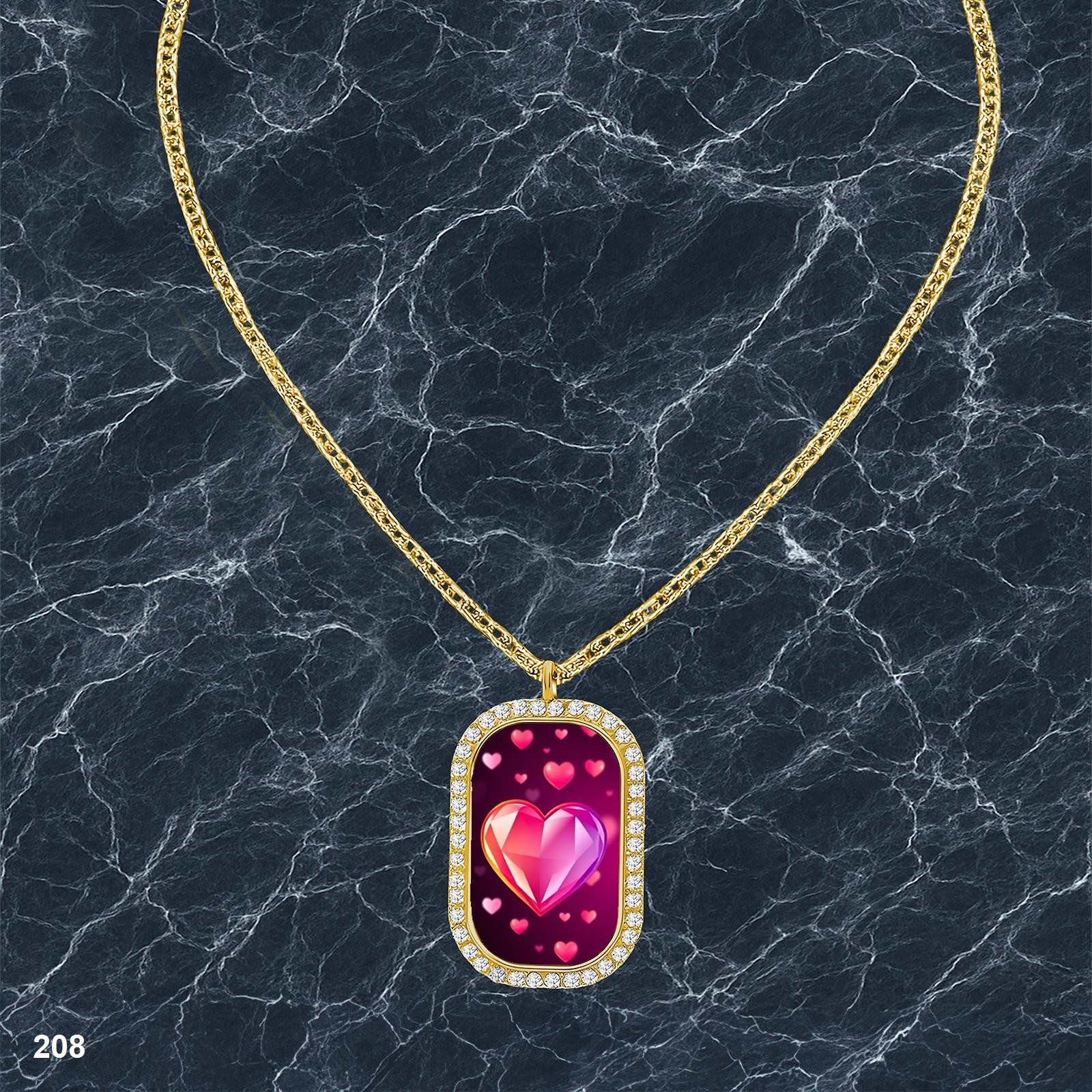 New Colorful Hearts Pendant Necklace Image Design Lovely Gold Tone Epic