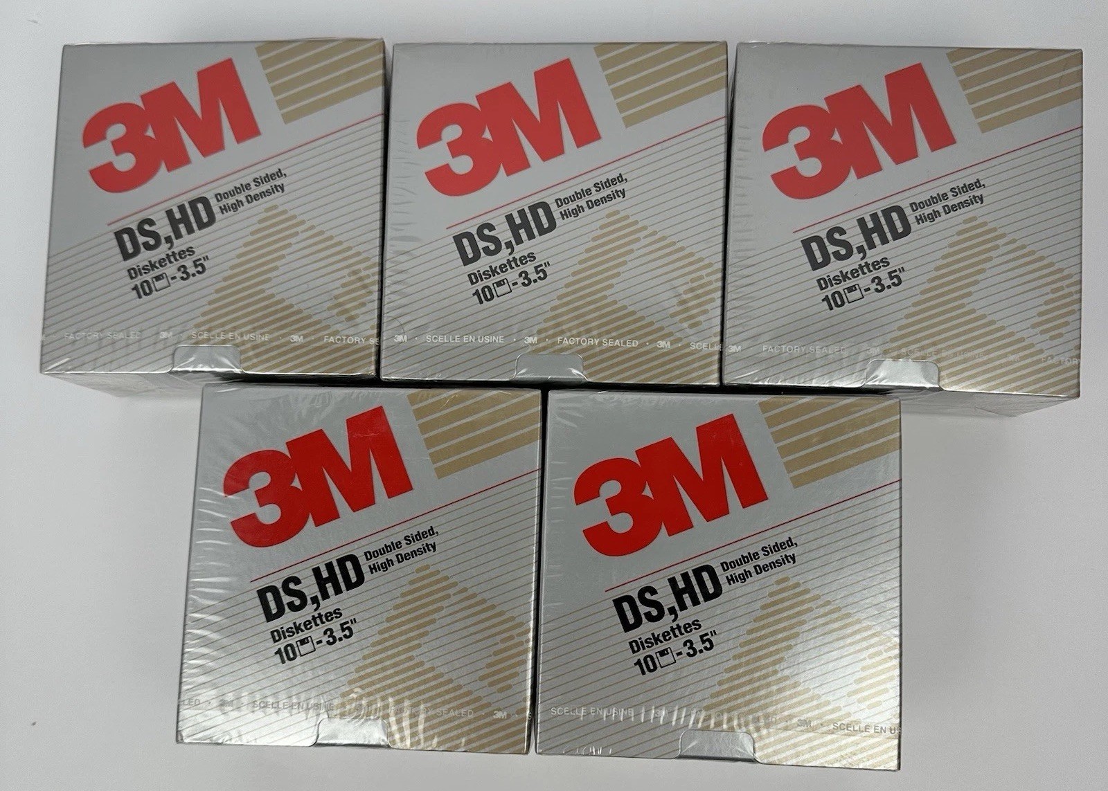 3M 3.5" DS HD Floppy Disks 1.44MB Lot of 5 Boxes 50 Retro PC Vintage NEW Sealed