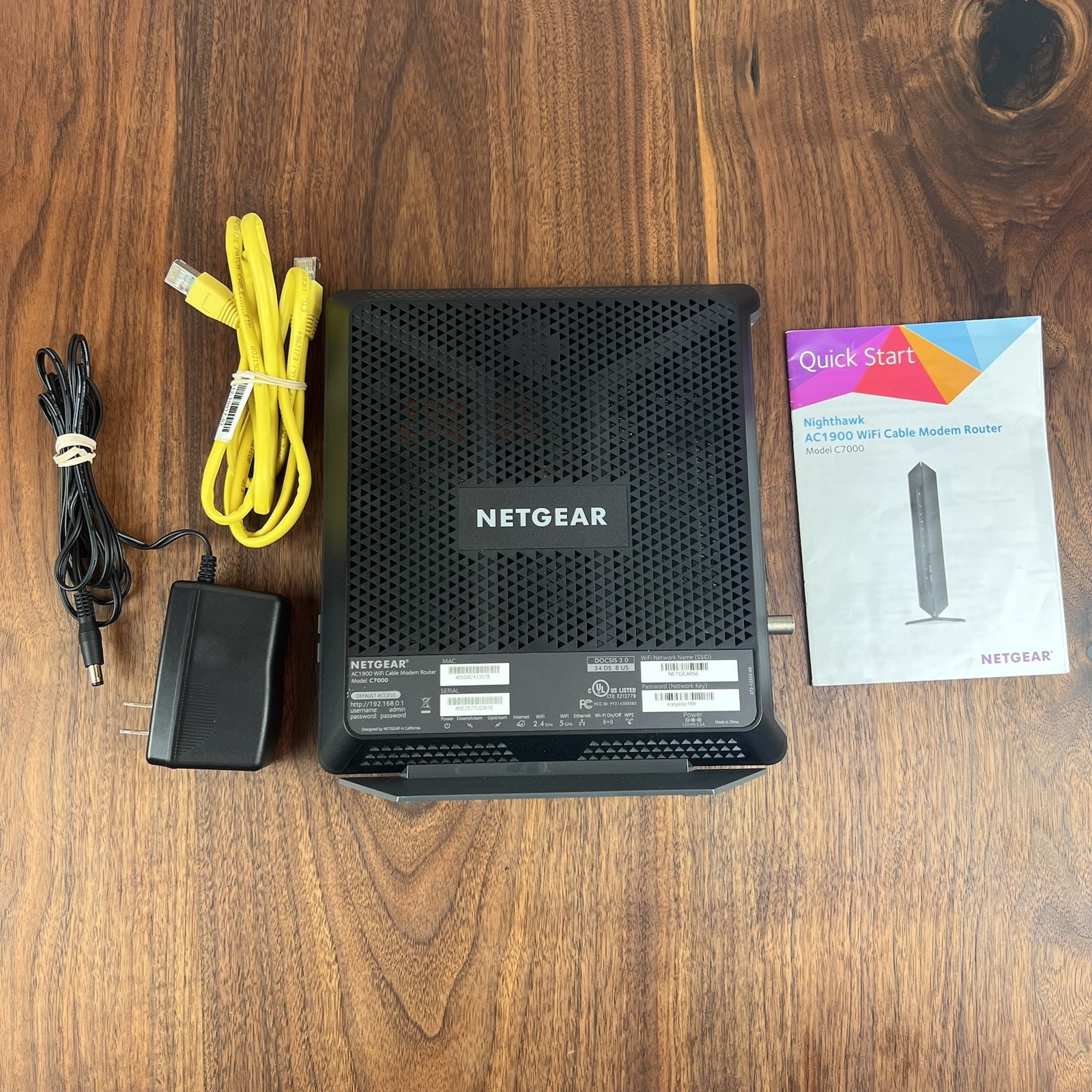 Netgear Nighthawk AC1900 WiFi Cable Modem Router Model C7000 v2 2.4/5 GHz