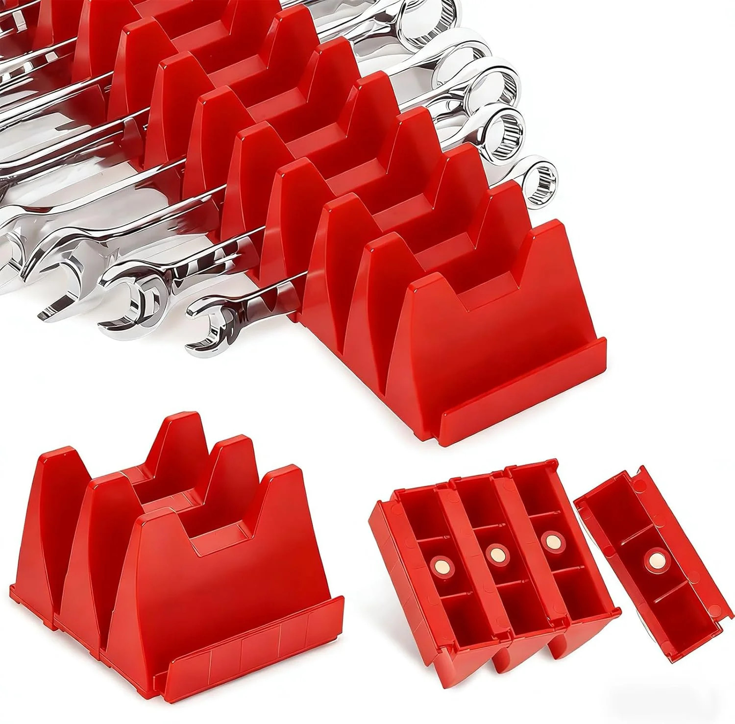 84 pcs Magnetic Modular Wrench Organizers for Tool Drawers - Wrench Rack with Me