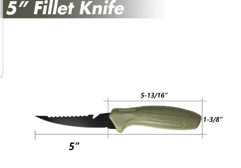 Swiss+Tech 5" Fillet Knife Fishing Knife for Filleting Boning w/Sheath