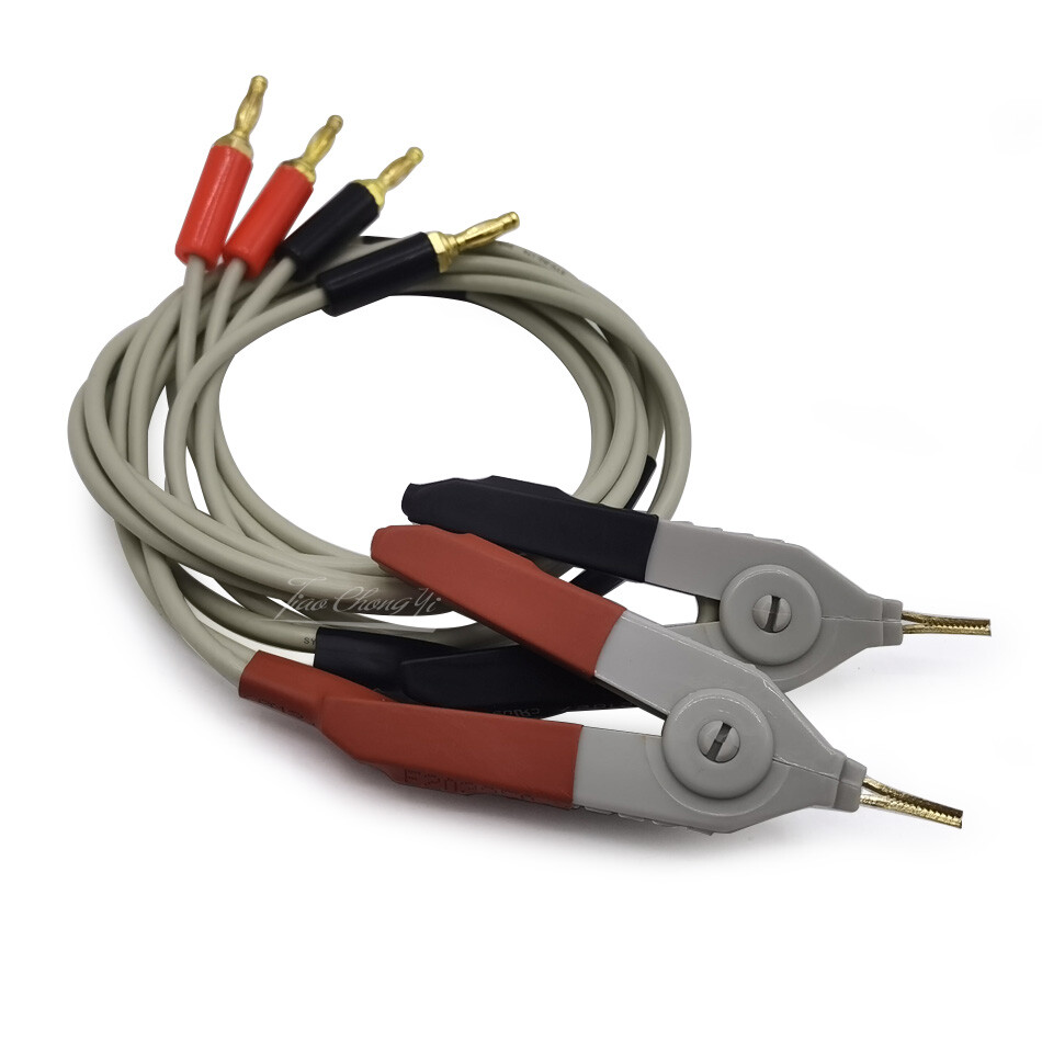 4 Wire Probe Silicone Banana Connector Test Lead Clip Cable for LCR Meter