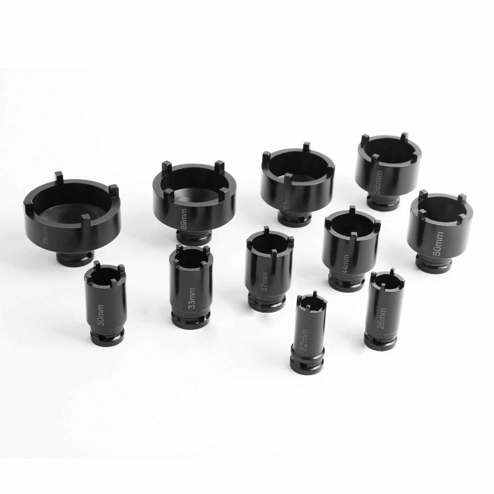 11Pcs 1/2In Drive Grooved Lock Nuts Socket Set 22-75 MM Lock Ball Joint Axles