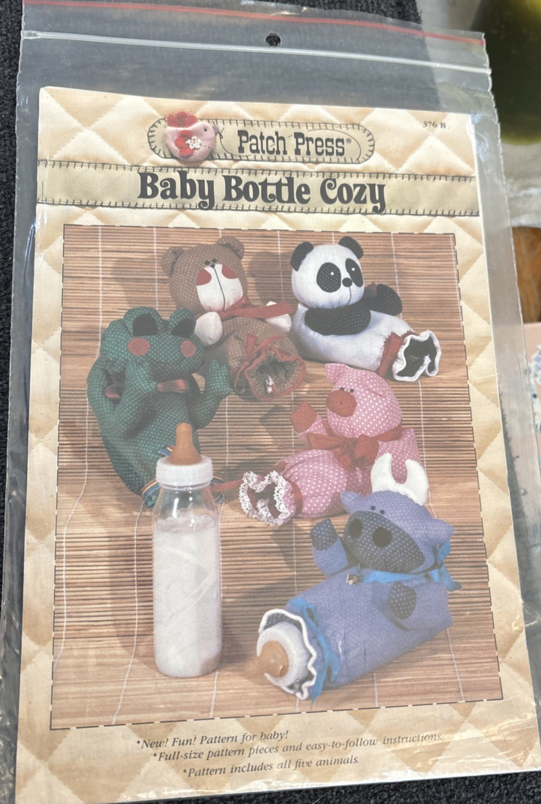 Vtg Rare Patch Press BABY BOTTLE COZY Sewing 1984 Pattern #376 B