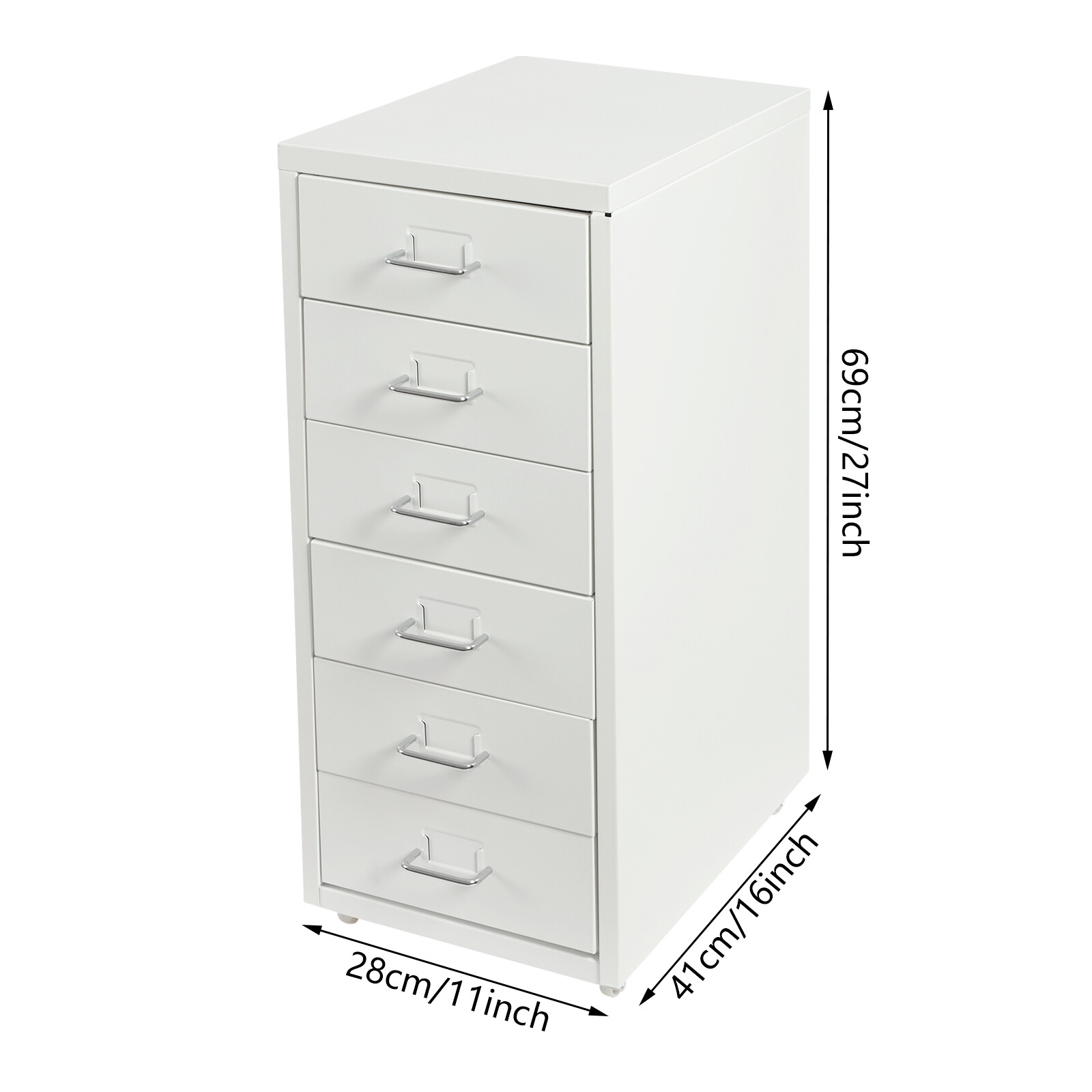 6-drawers Vertical File Cabinet Filing Cabinet Office Storage Organizer w/Wheels