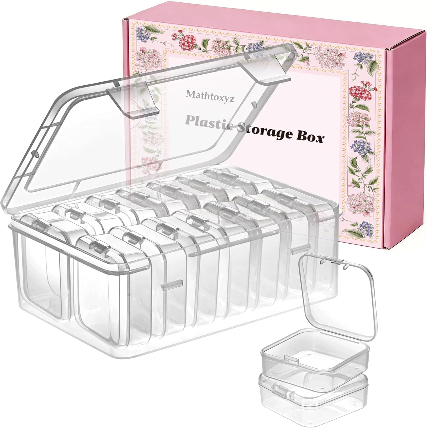 Small Bead Organizers, 14 Pieces Plastic Storage Cases Mini Clear Bead Storage C