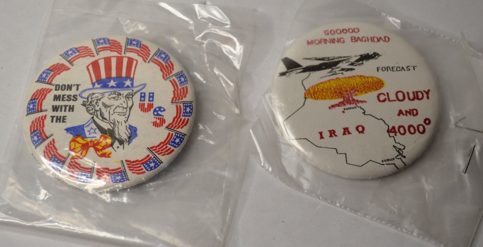1991 GULF WAR FREEDOM PATRIOTIC AMERICAN MILITARY 2 1/2" PINBACK BUTTONS LOT E