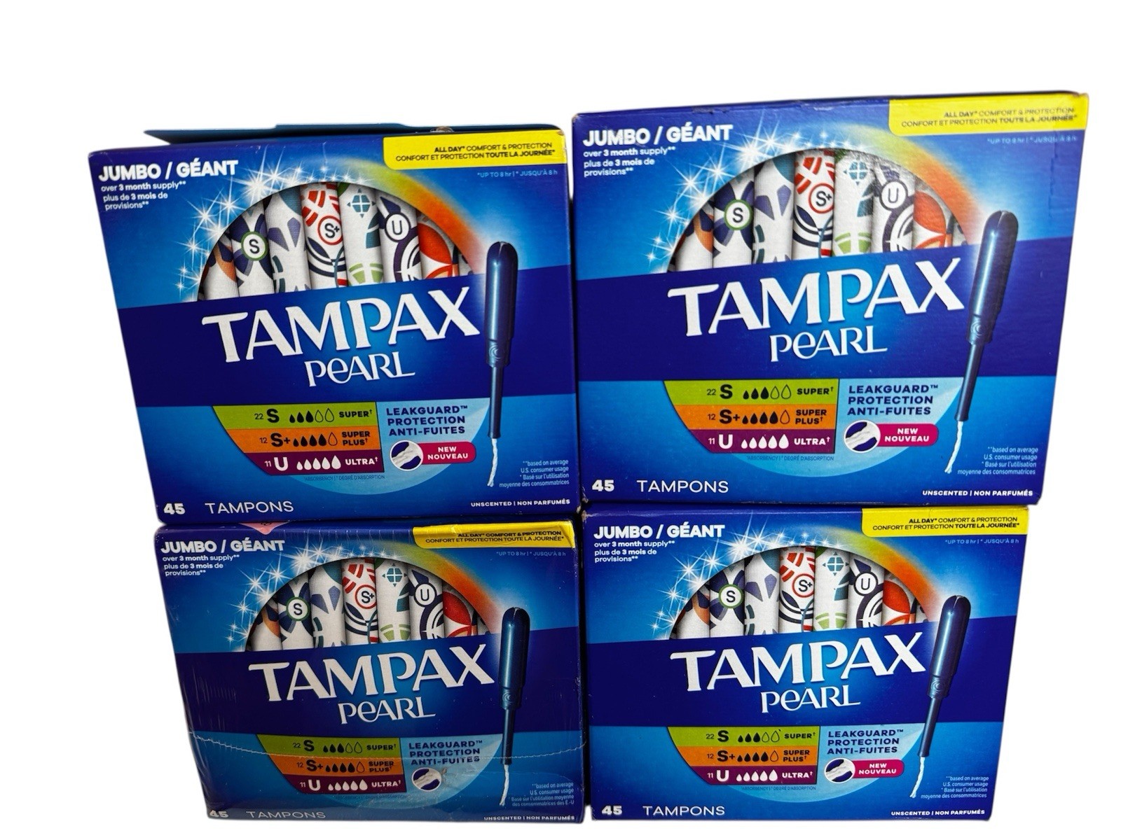Tampax Pearl Multipack Super/Super Plus/Ultra Absorbency Unscented 5 Packs Of 45