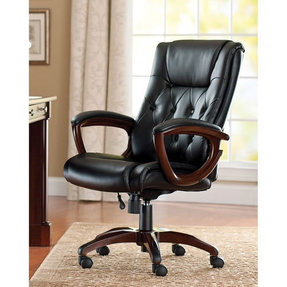 Executive Office Desk Chair Bonded Leather w/ Lumbar Support Ergonomic Mid-Back