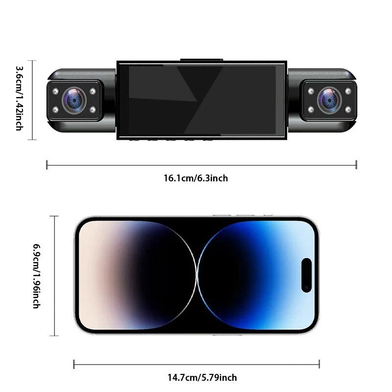 Dash Cam 4-Channel 360° Front Rear Inside DashCam 1080P Car Camera WIFI G-Sensor