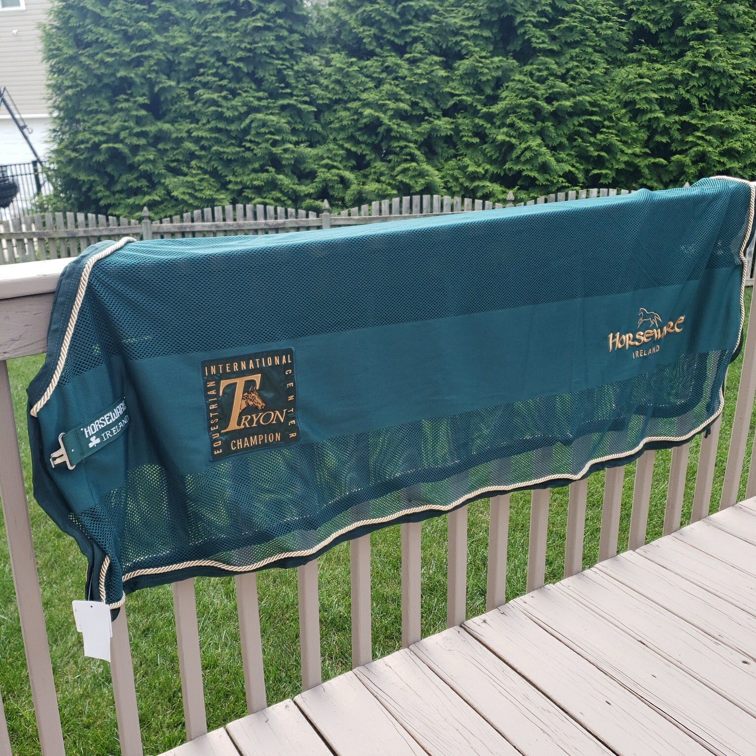 72” Horseware Ireland Mesh Scrim Sheet Hunter Green gold Cooler new