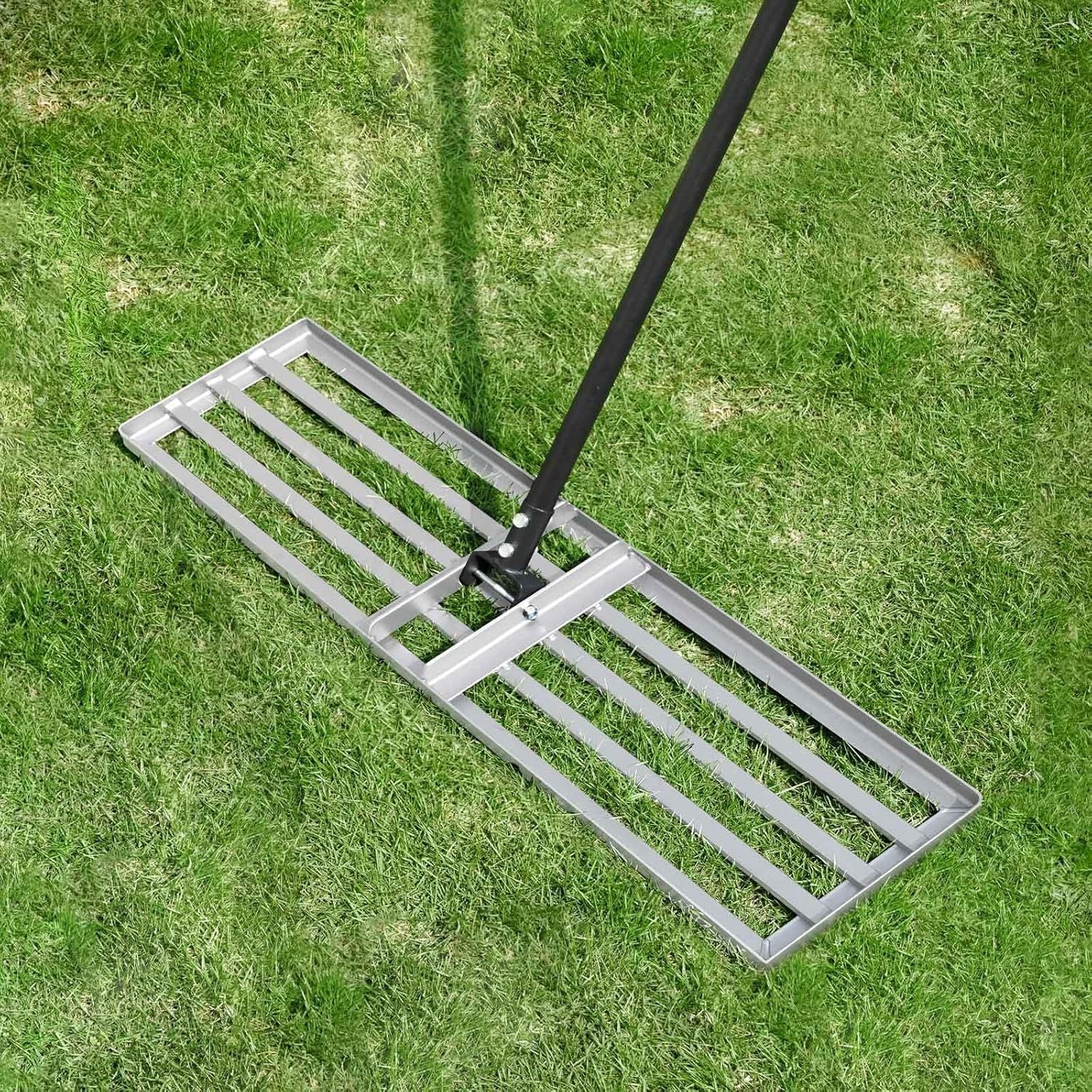 Stainless Steel Lawn Leveling Rake with 36-Inch Head & Detachable 69-Inch Handle
