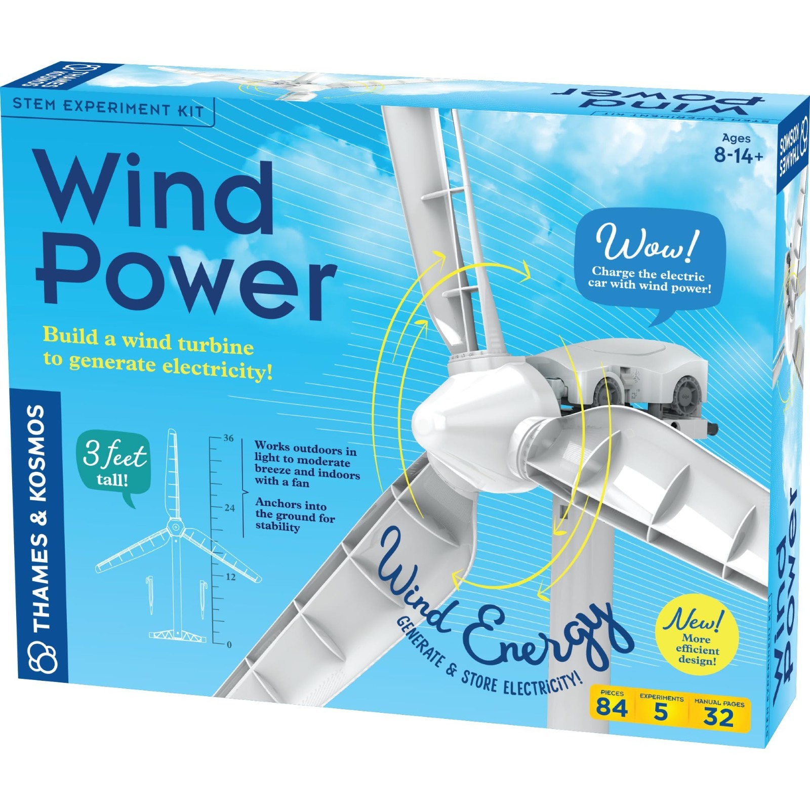 STEM Wind Power Experiment Kit - Build 3ft Wind Turbine, Explore Renewable Energ