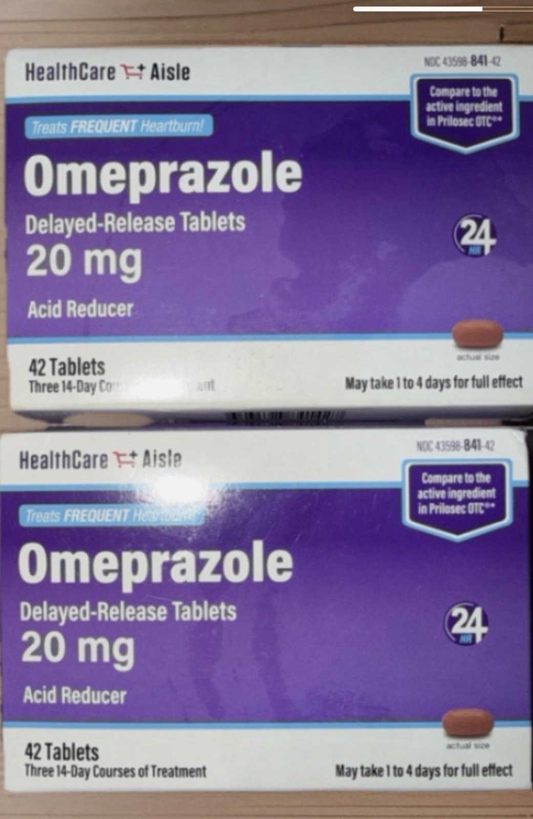 2 Boxes Omeprazole 20 Mg 42 Delayed-Release Acid Reducer Capsules Exp 08/2026