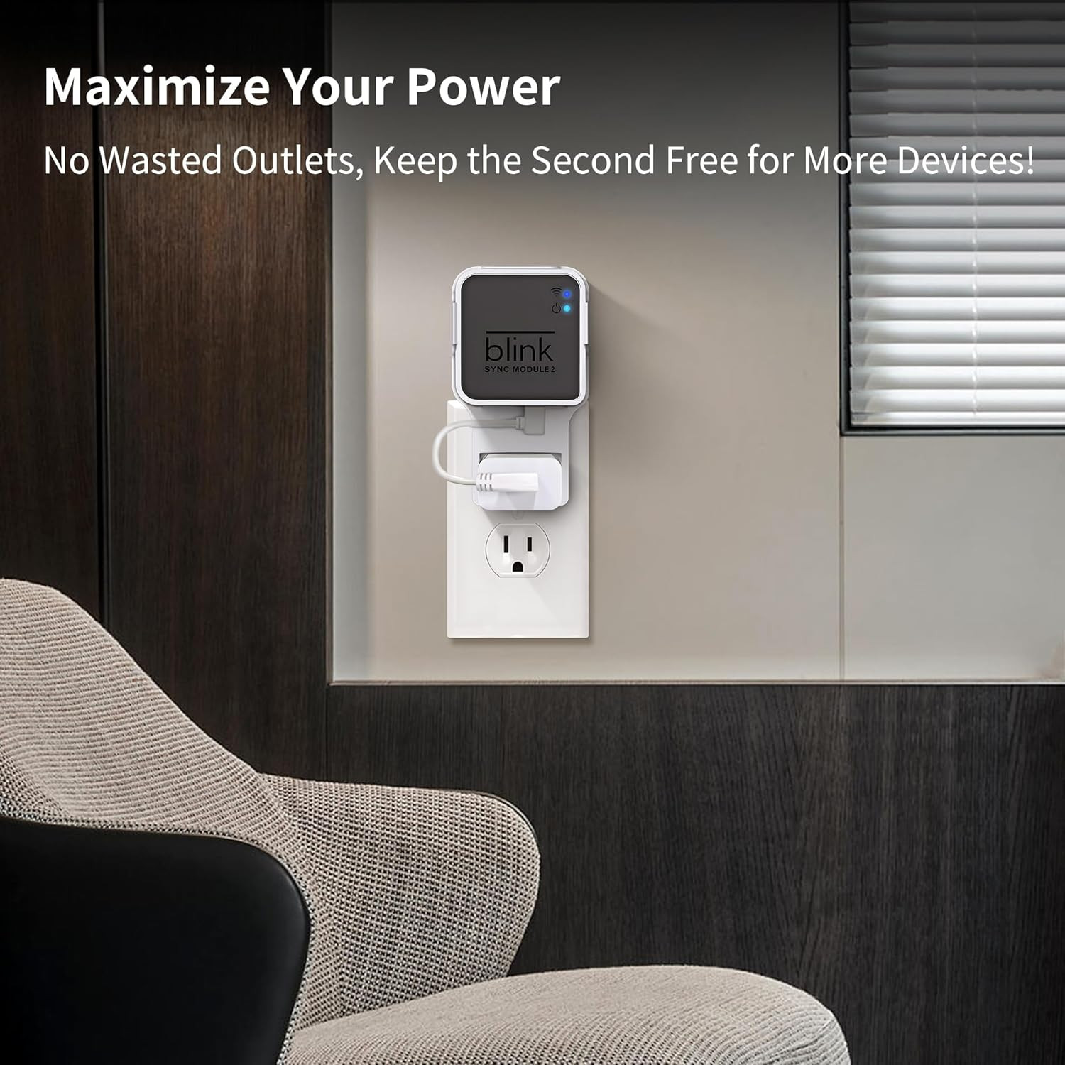 Wall Mount for Blink Sync Module 2 with Short Cable - save Space - No Messy Wire
