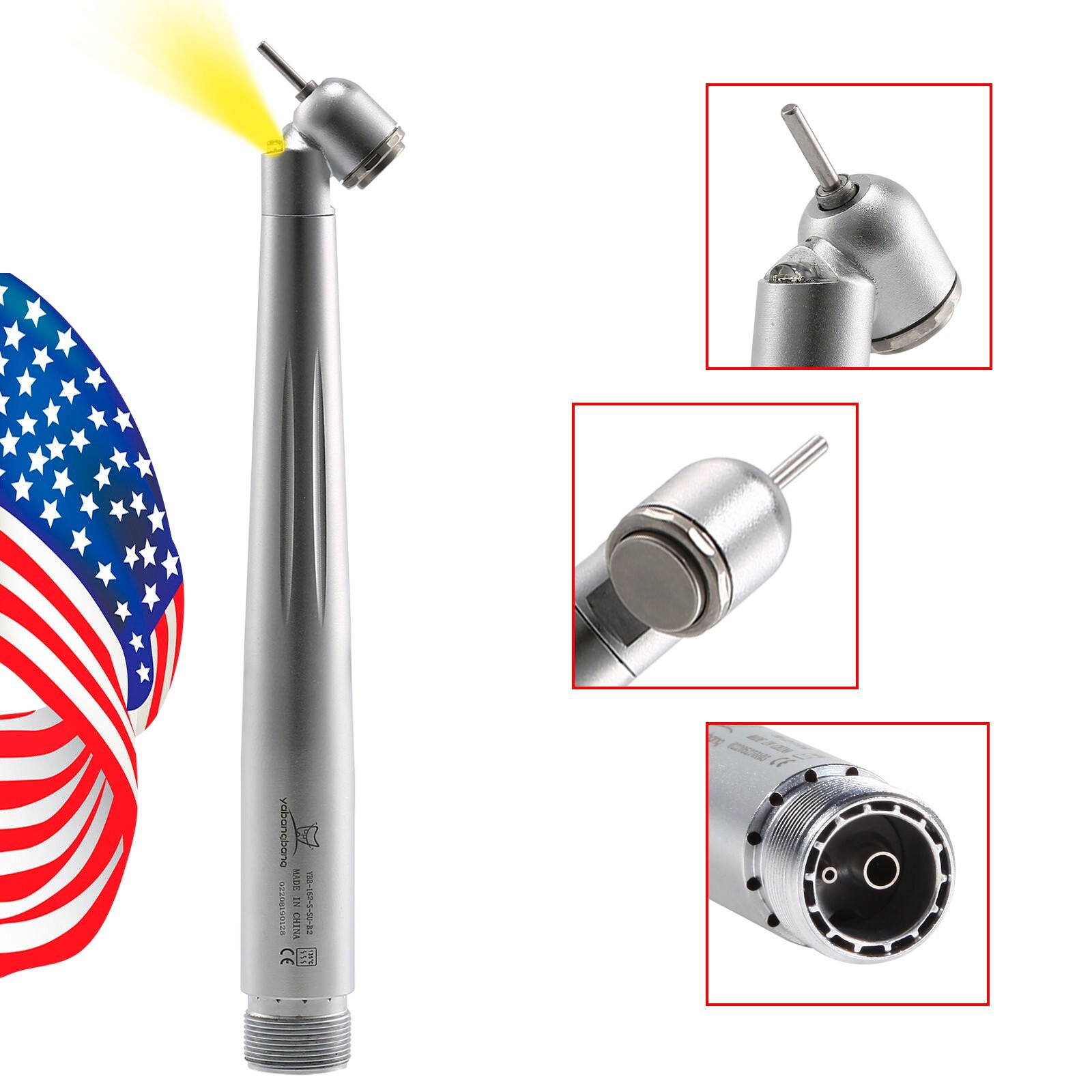 NSK Style Dental LED 45° Degree Surgical High Speed Handpiece Push Button 2 Hole