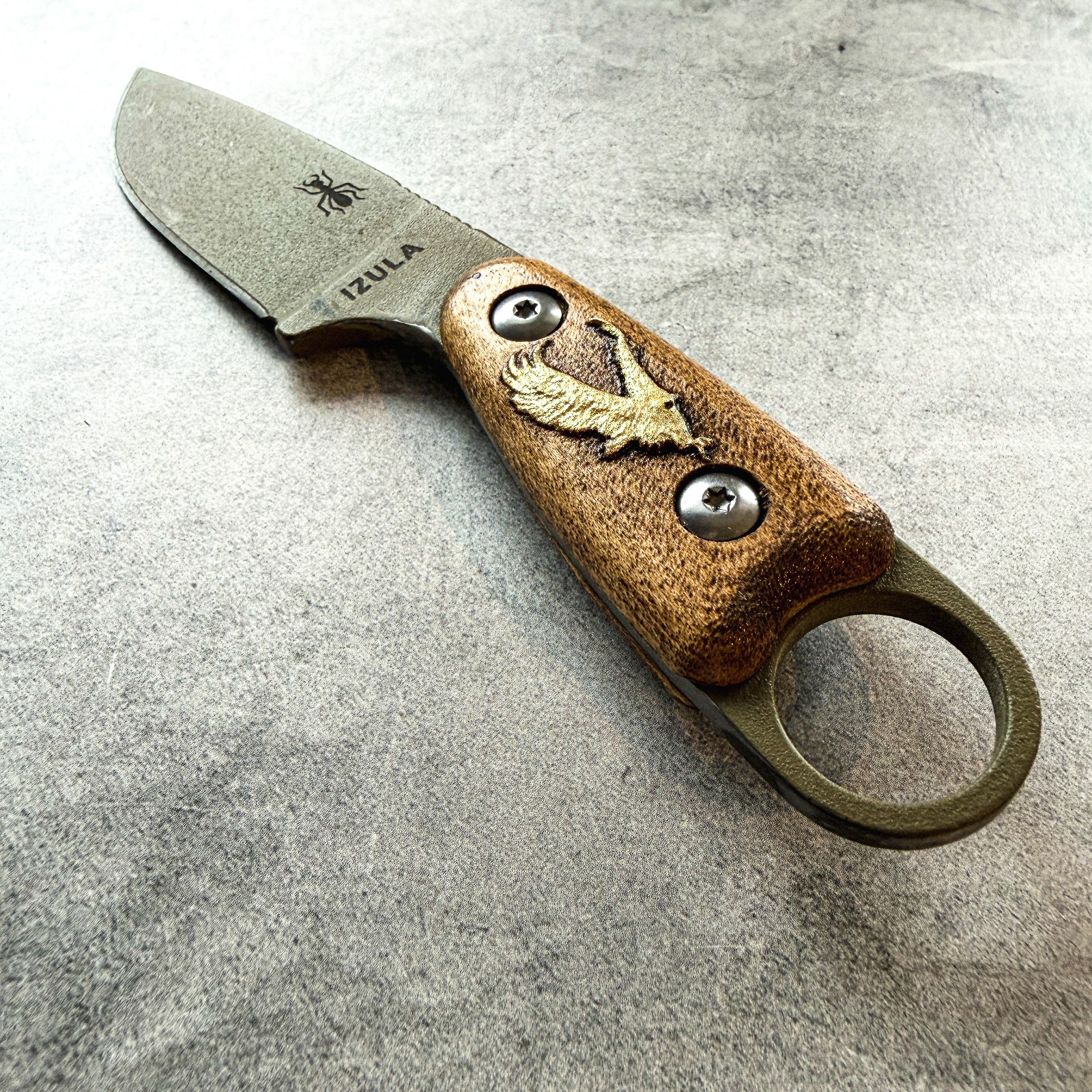 Golden eagle scales compatible with ESEE Izula knife Walnut