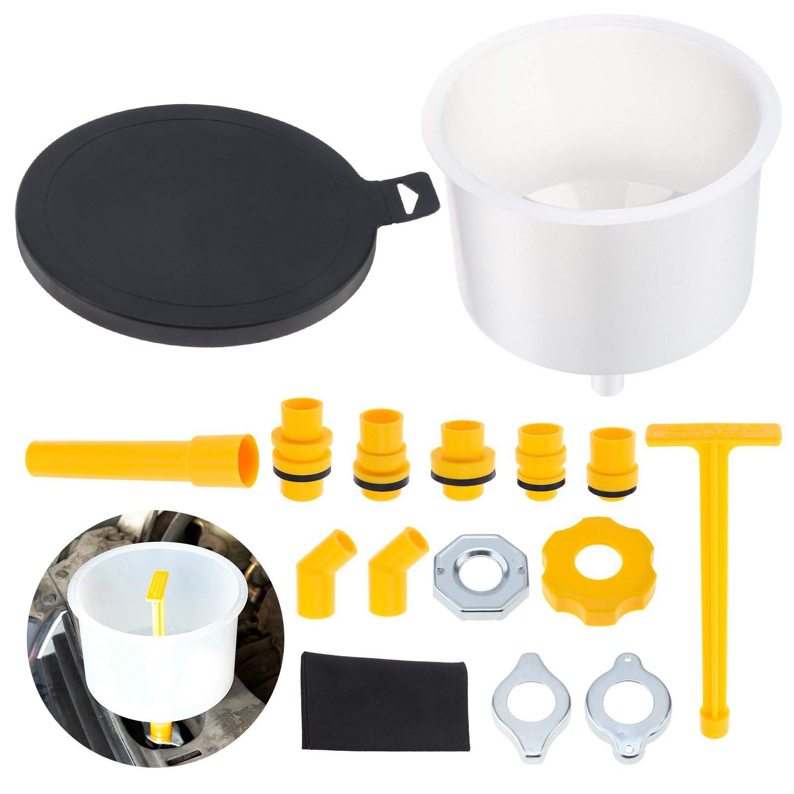 Spillproof Coolant Bleed Funnel, Complete Kit with Matching Connection Adapters