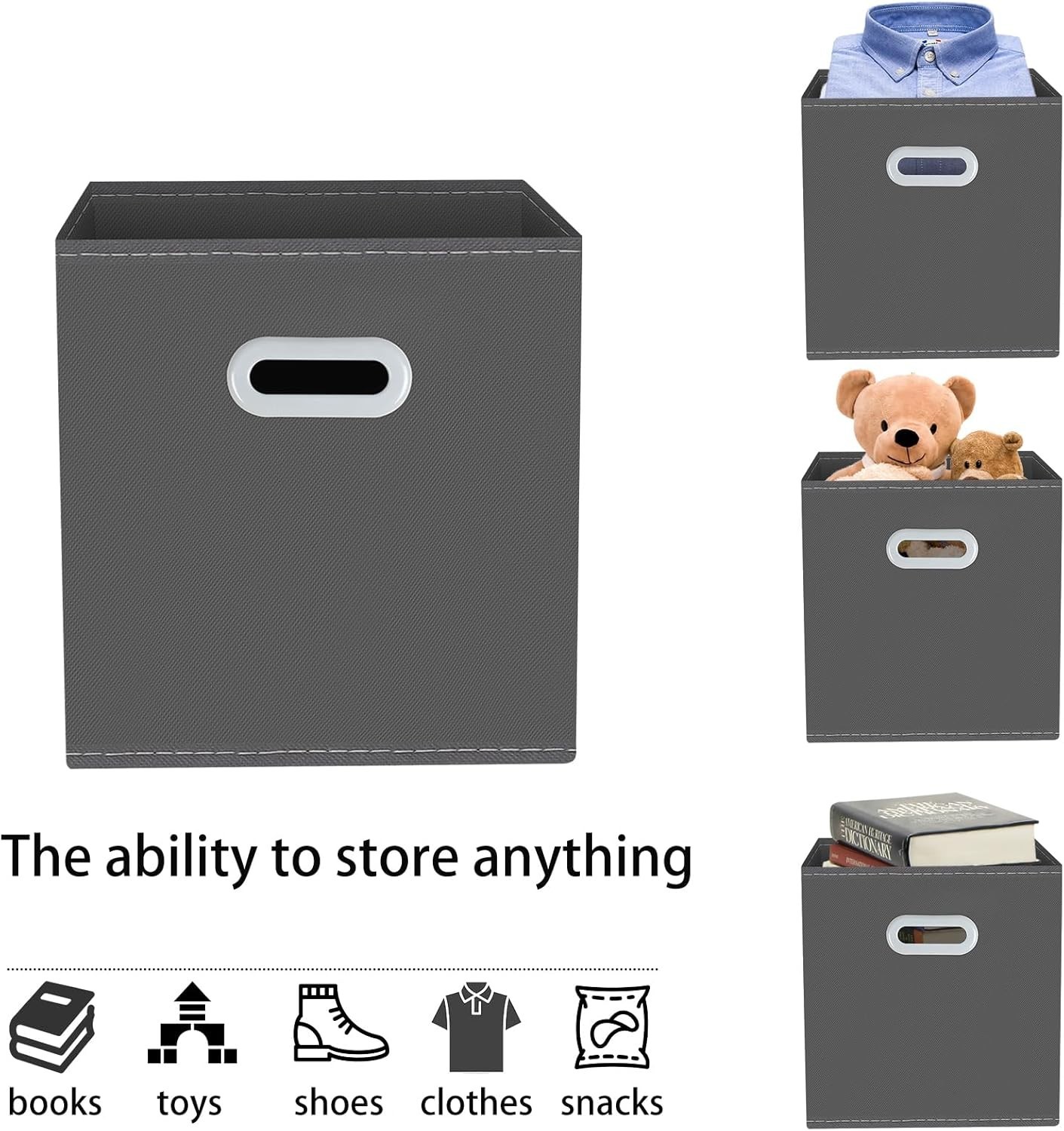 Stylish Gray Fabric Cube Organizers - Foldable, Lightweight, and Space-Saving